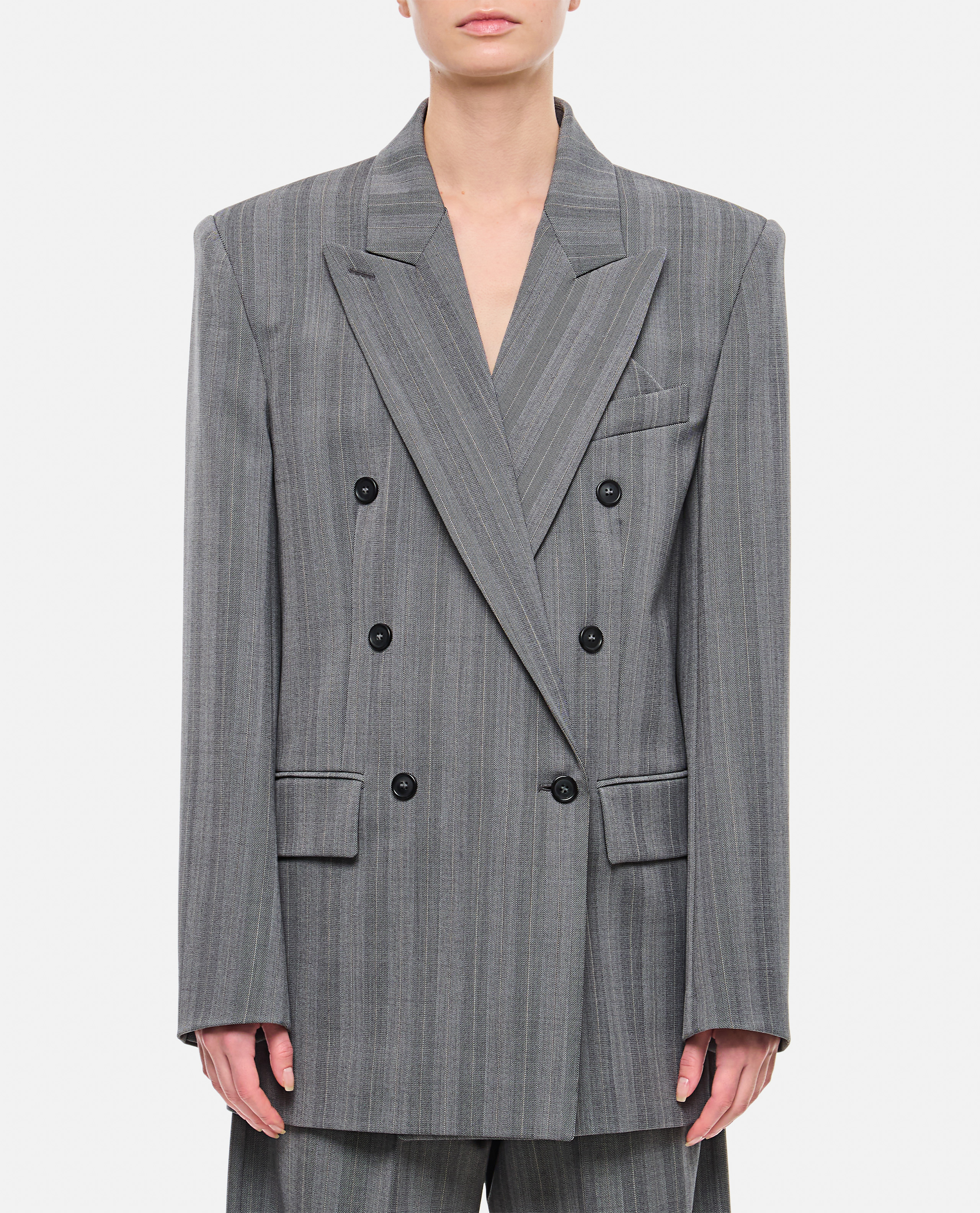 MERLOT 더블 블레스트 PINSTRIPES 자켓