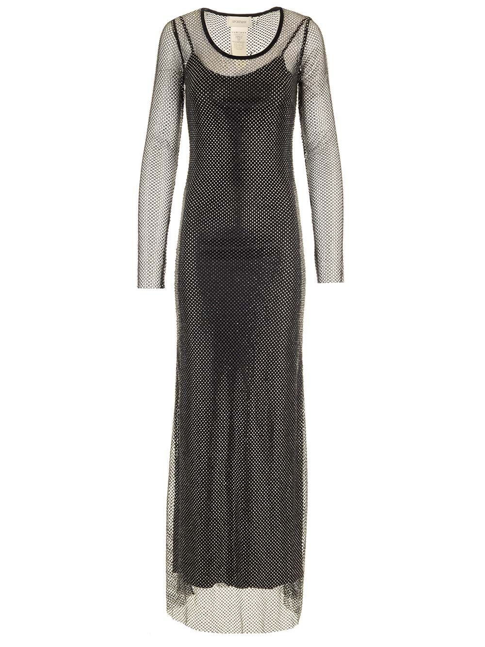 CINESE 더블 LAYER 롱 드레스 크리스탈 NET LYCRA