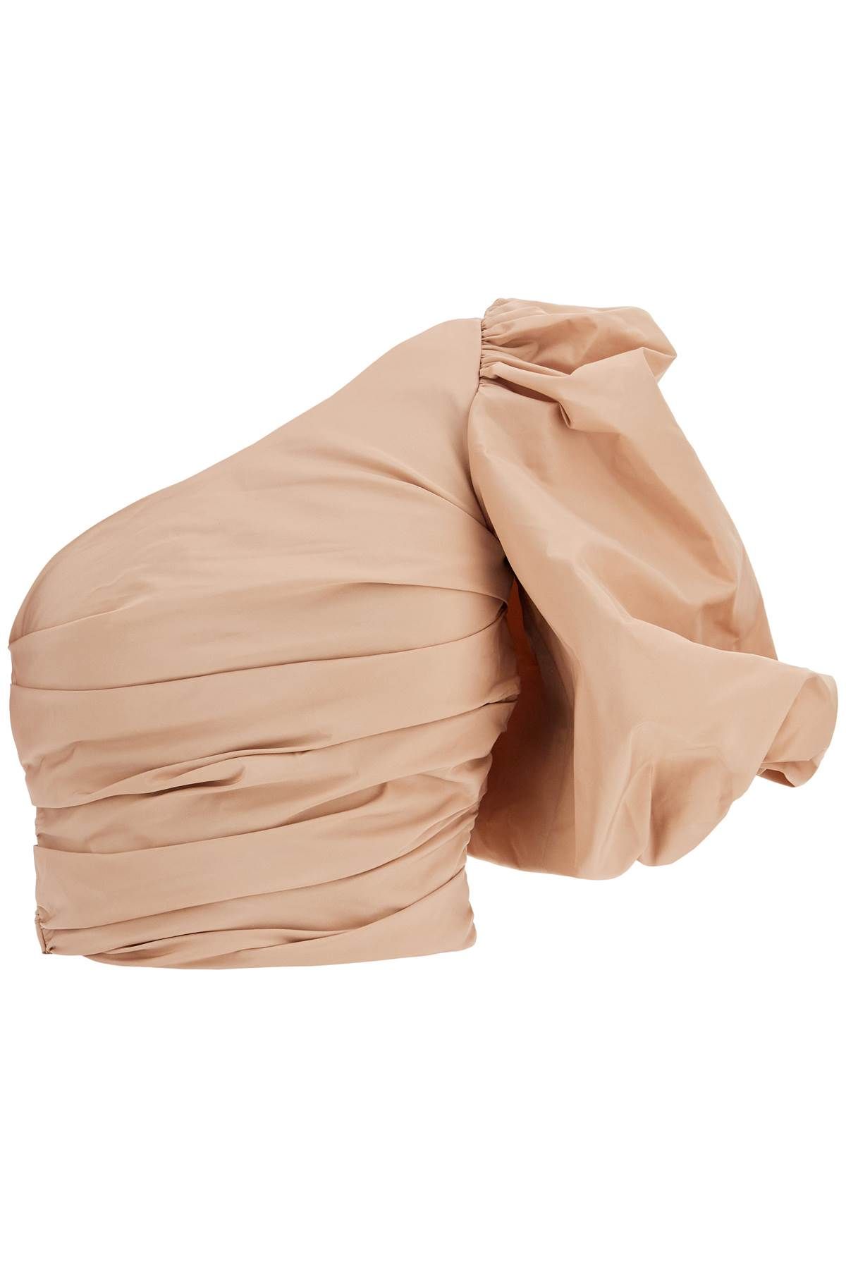 비대칭 원숄더 taffeta 탑 in cameo 핑크