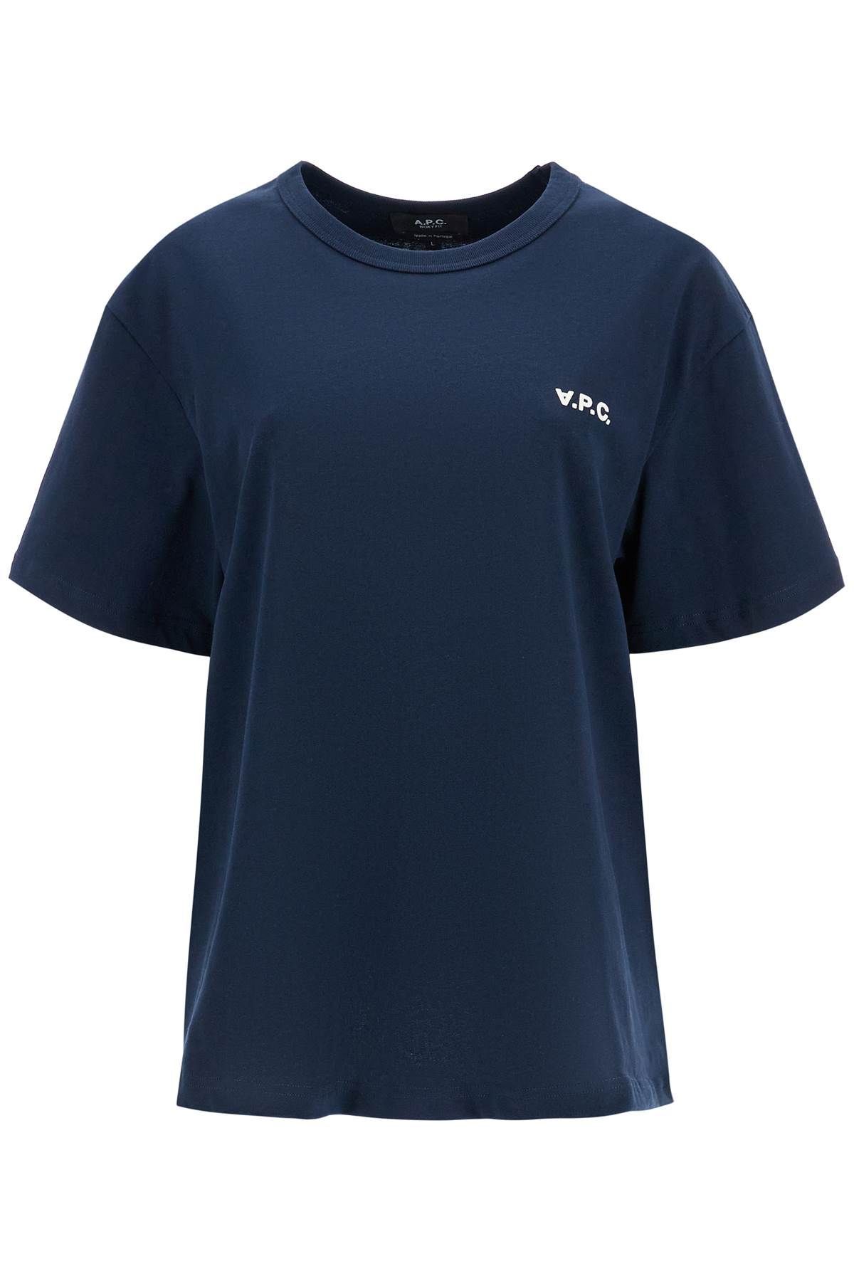 티셔츠 in cotone biologico blu scuro con 로고 ricamato