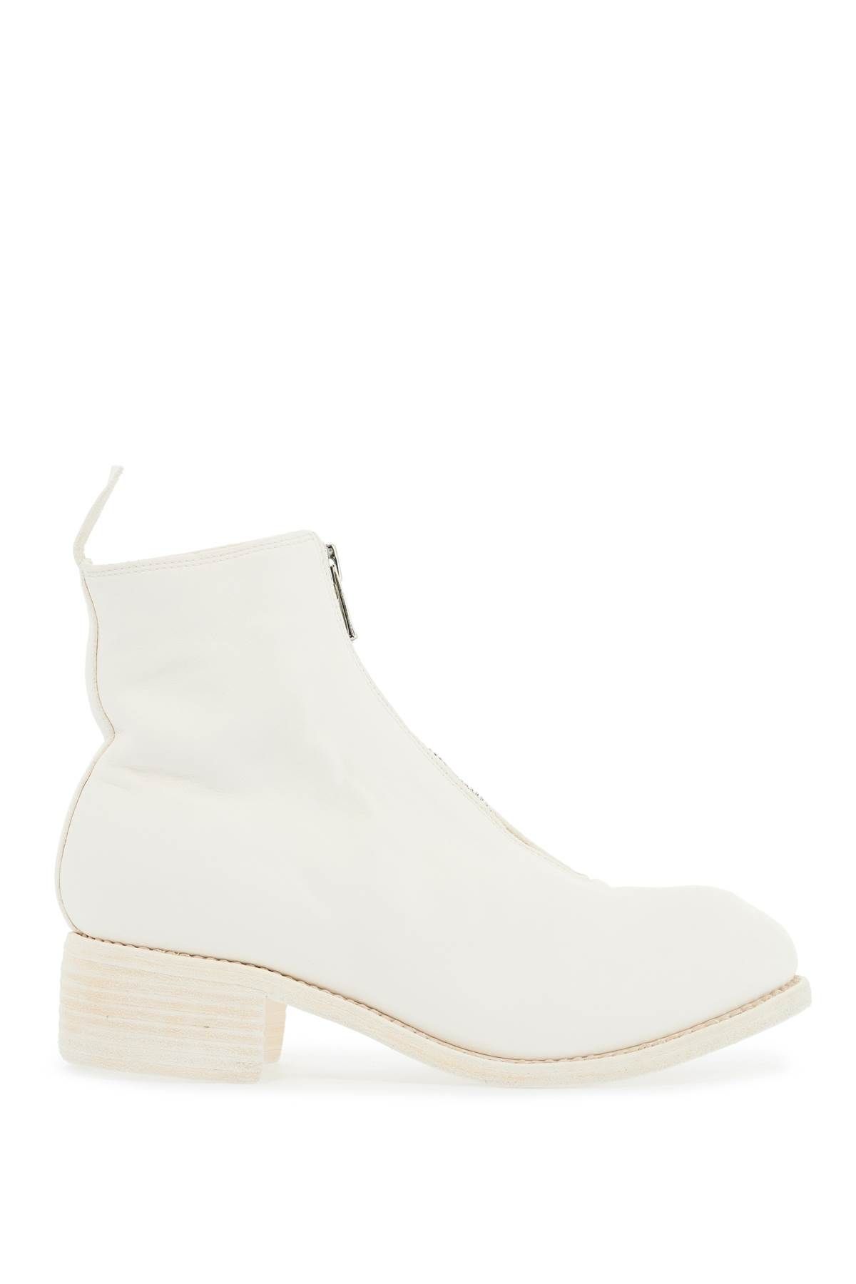 unisex 화이트 horse and 카프 레더 부츠 위드 elegant 사이드 zip