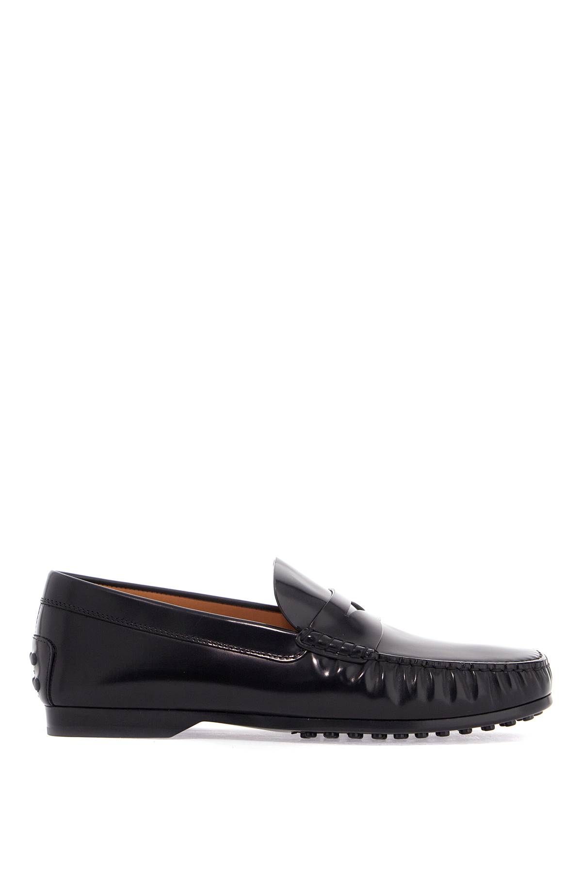 mens 블랙 카프스킨 로퍼 위드 elegant insert and 러버 sole
