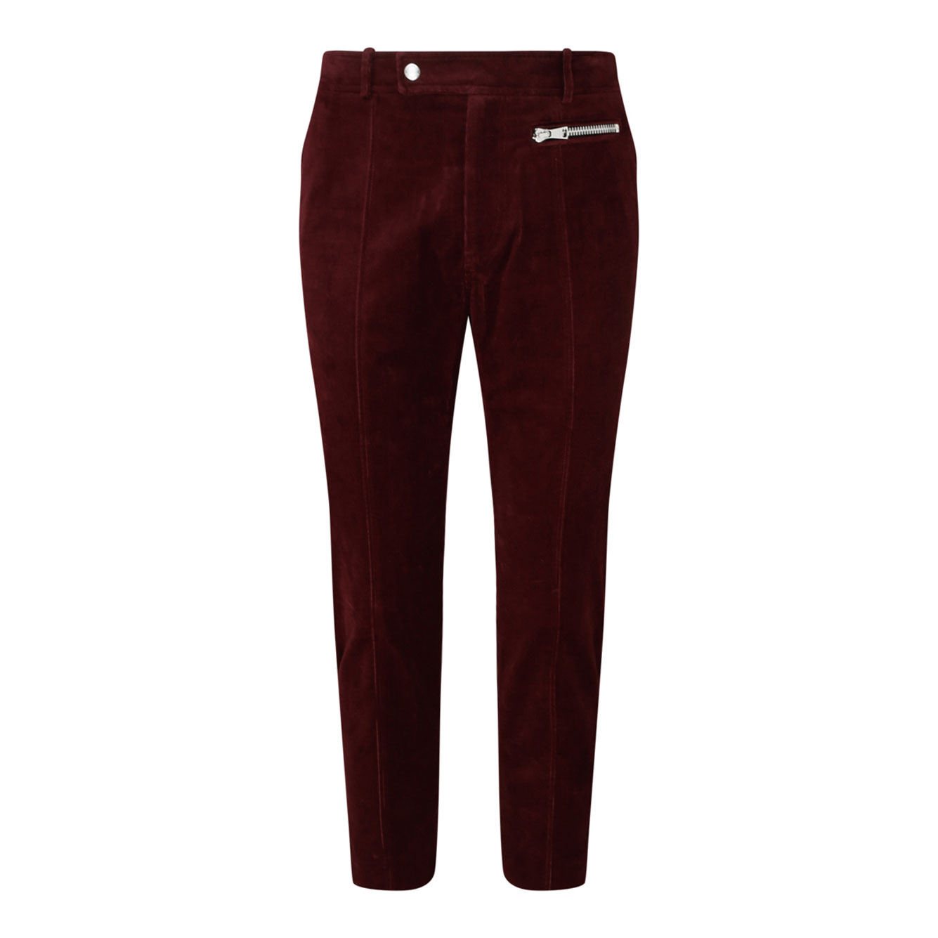 BORDEAUX RED 코튼 스웨이드 크롭 트라우저
