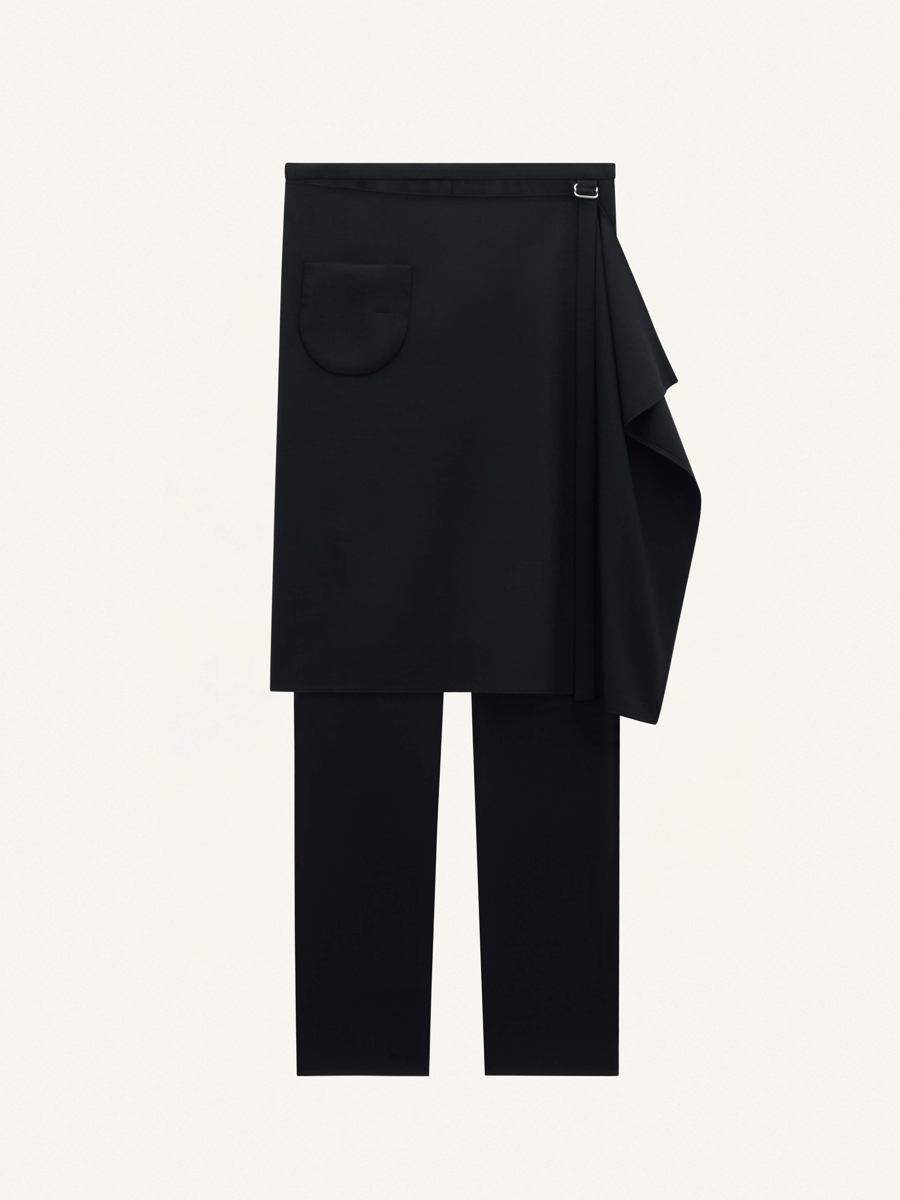 COURREGES OVERSKIRT 울 테일러드 팬츠 블랙