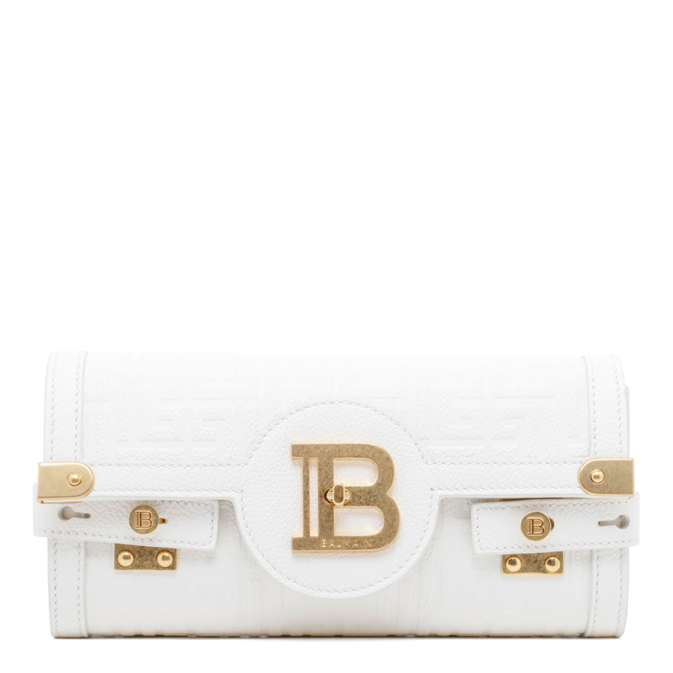 BALMAIN 화이트 레더 B BUZZ 23 클러치 백