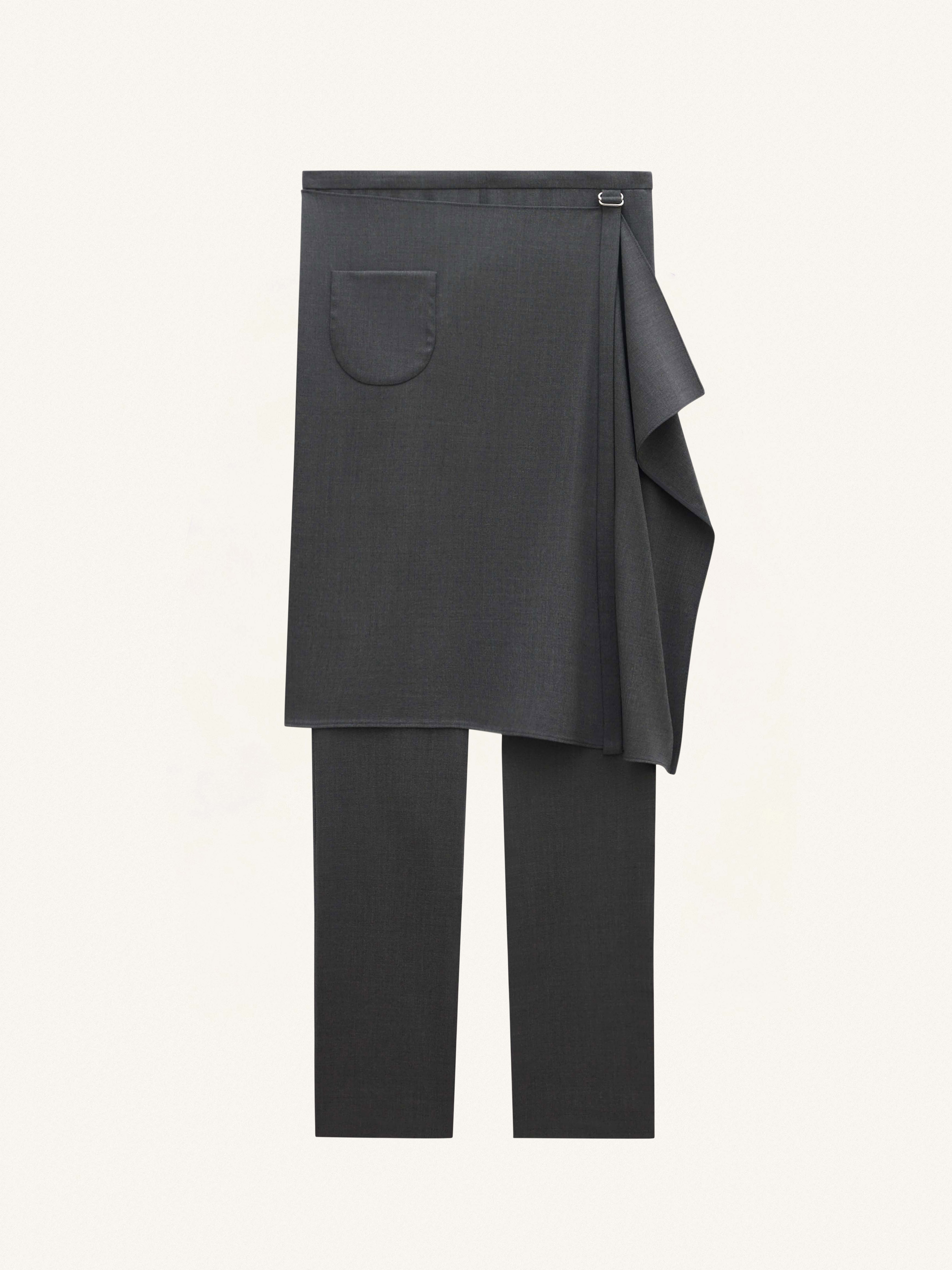 COURREGES OVERSKIRT 울 테일러드 팬츠 스틸 그레이