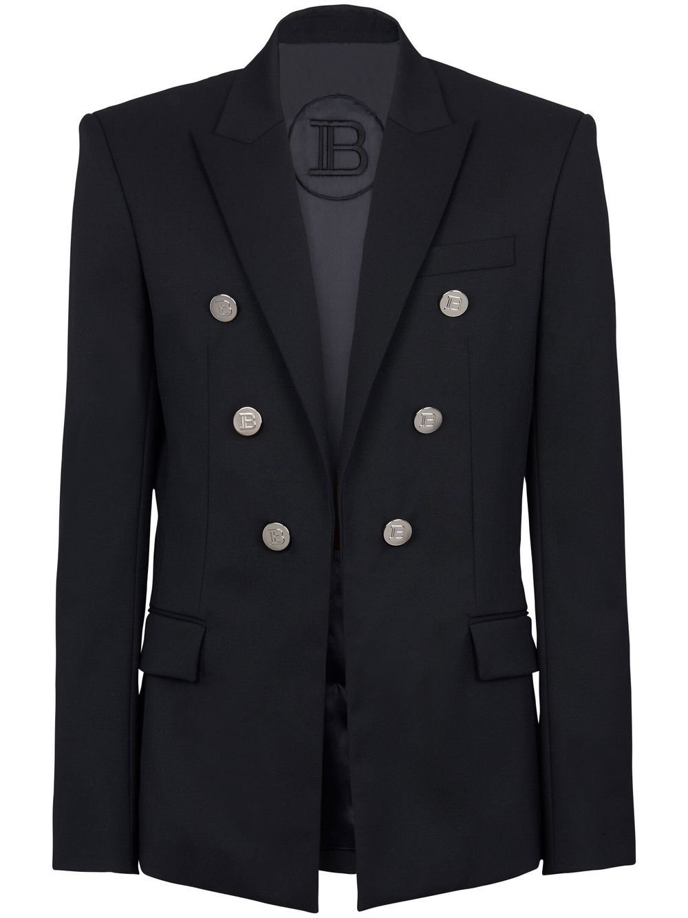 BALMAIN 블랙 더블 브레스티드 울 블레이져 MODEL AH1SI316WB090PA