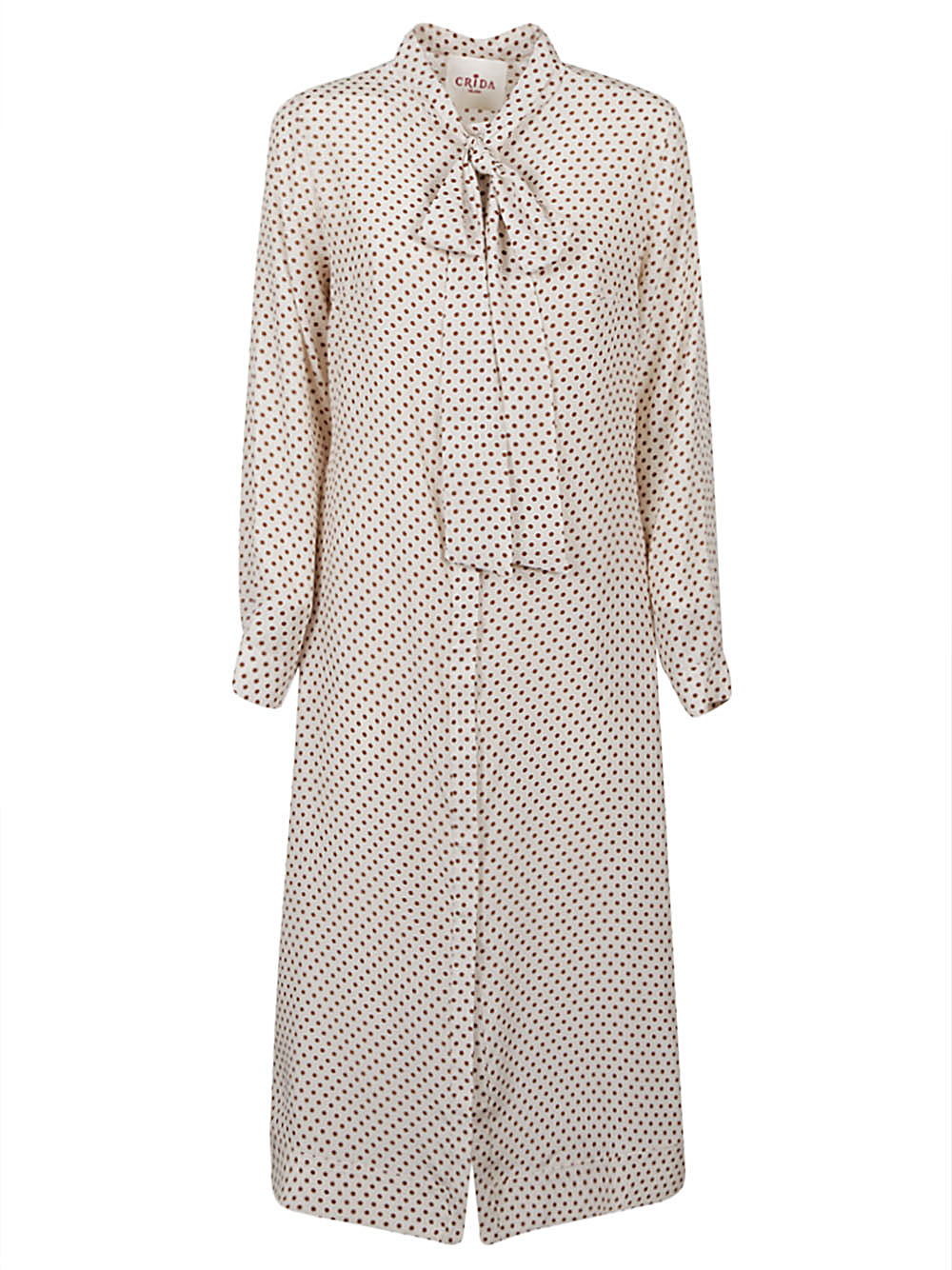ALBAMIDIDRESSOFFWHITECARAMELPOIS 폴카 도트 실크 미디 드레스