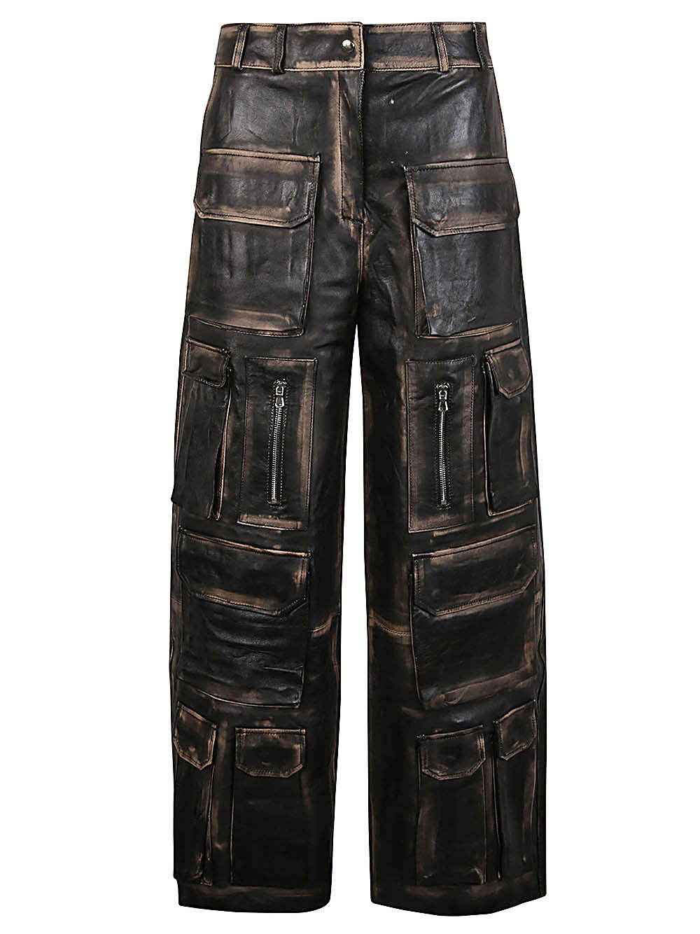 CARGOPANTSVINTAGEBLACK 레더 카고 트라우저