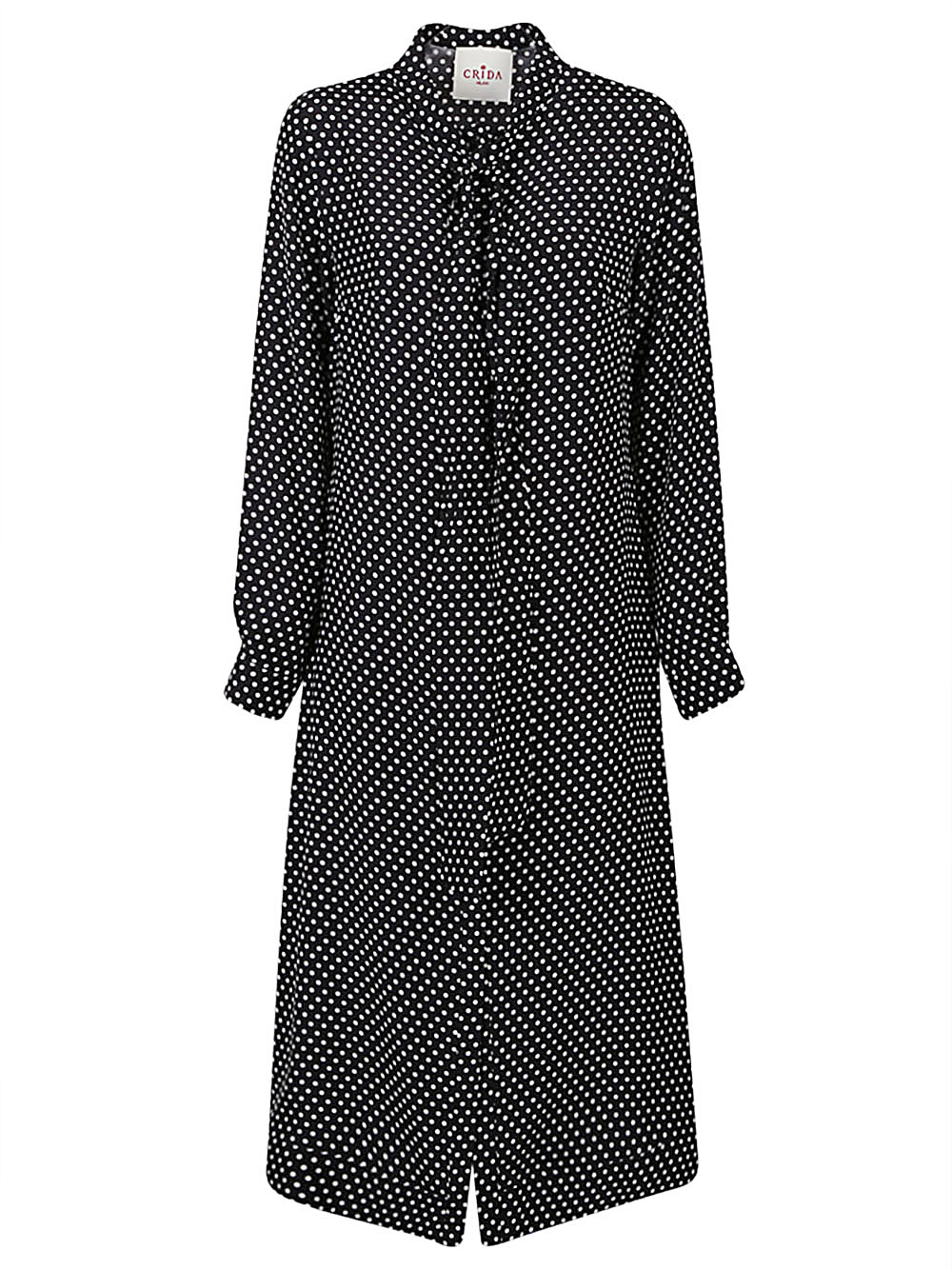 ALBAMIDIDRESSBLACKOFFWHITEPOIS 폴카 도트 실크 미디 드레스