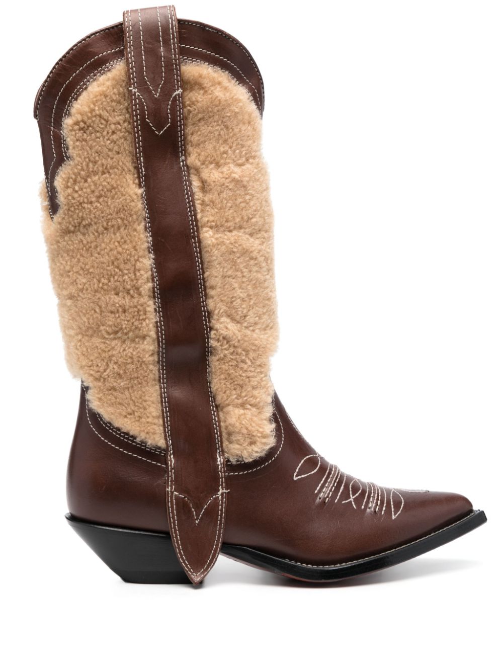 SANLUISMAXIFLOWER35MONTONEBROWN 자수 레더 TEXAN 부츠