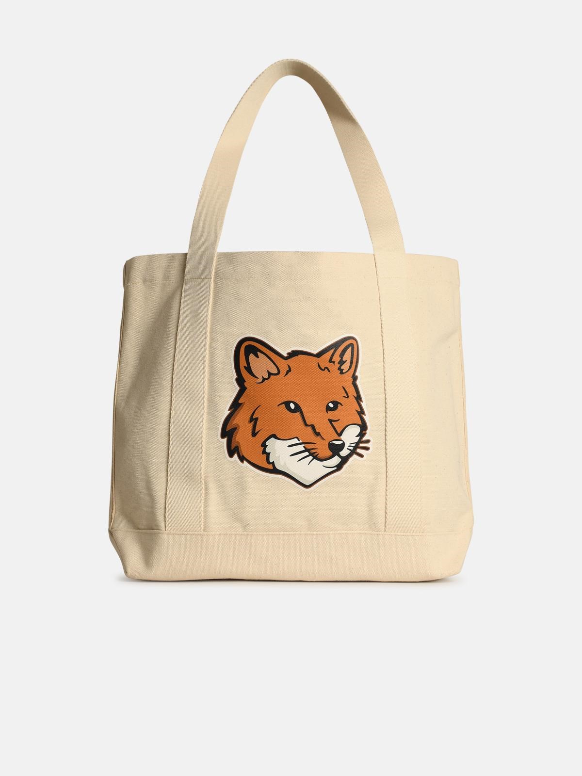 FOX HEAD 라이트 베이지 코튼 쇼핑 백