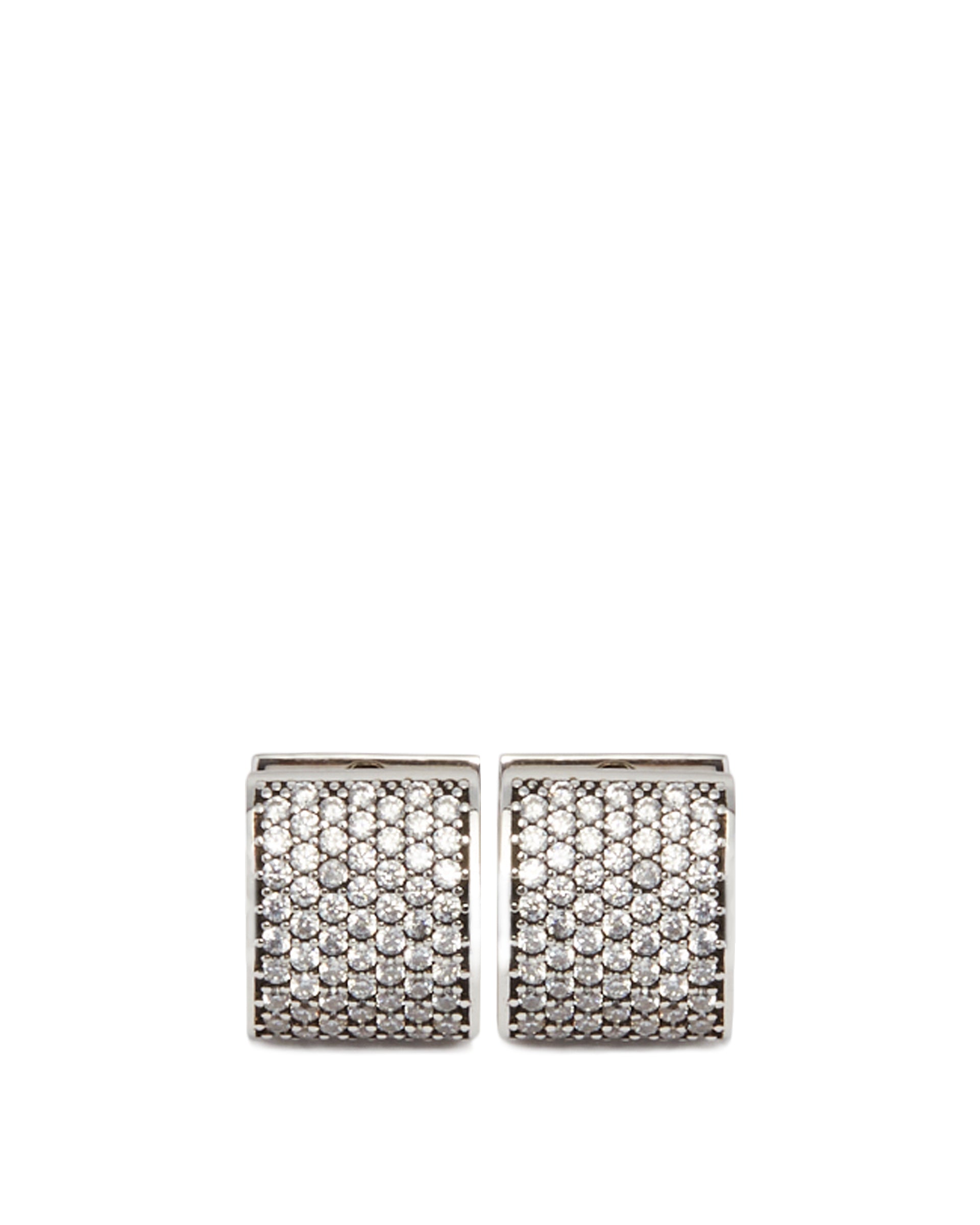 SilverPlated 후프 이어링 위드 Zircons