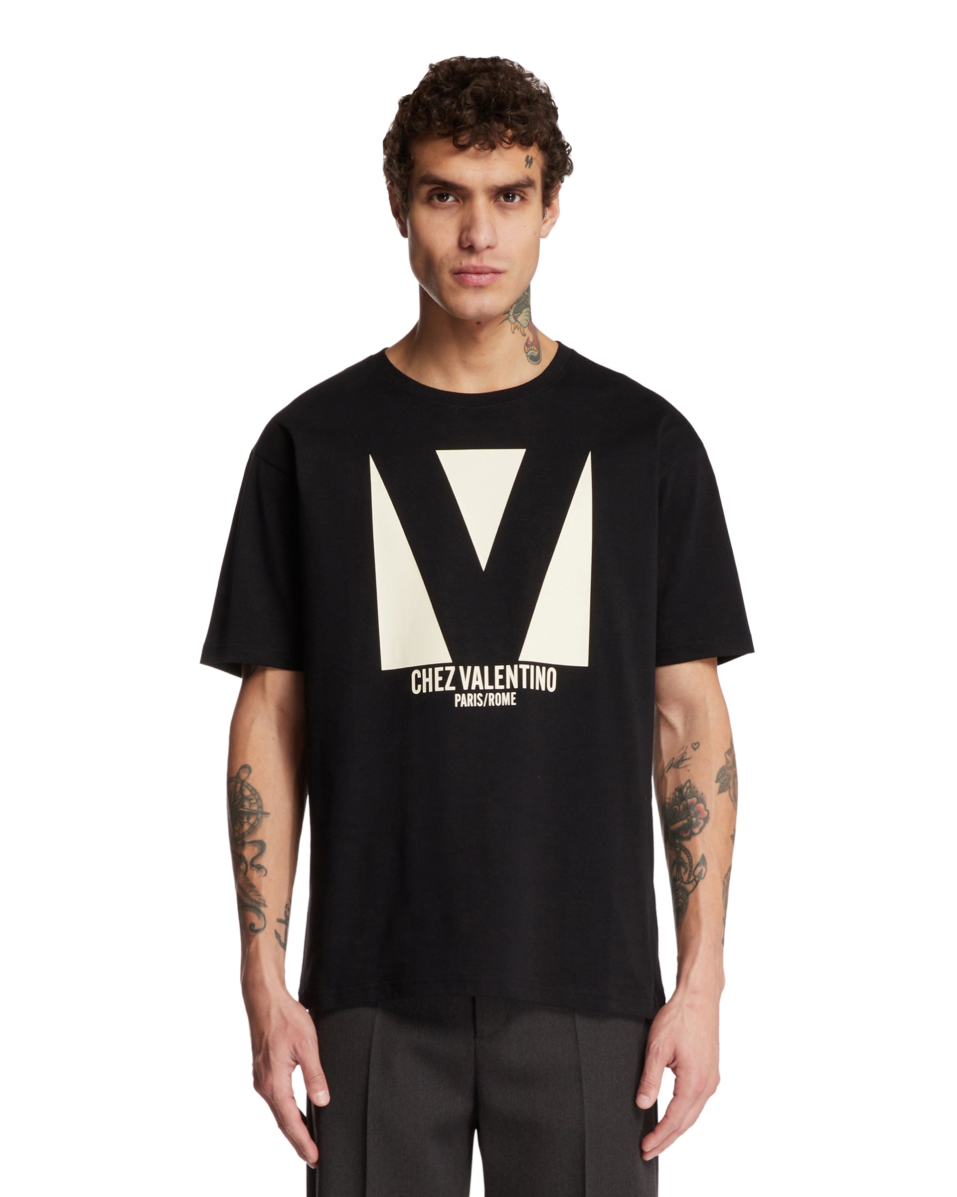블랙 Chez Valentino 티셔츠