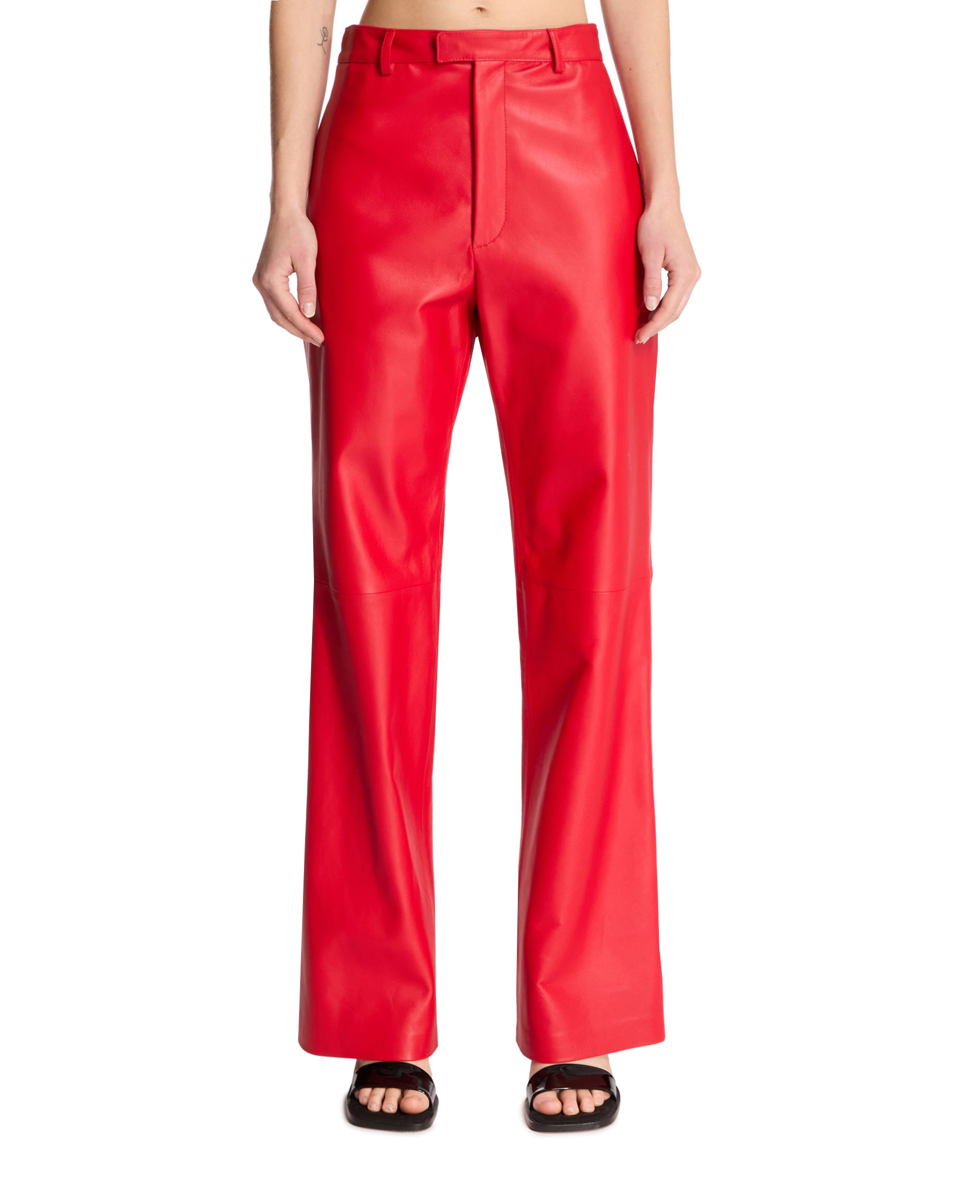 Red 레더 팬츠