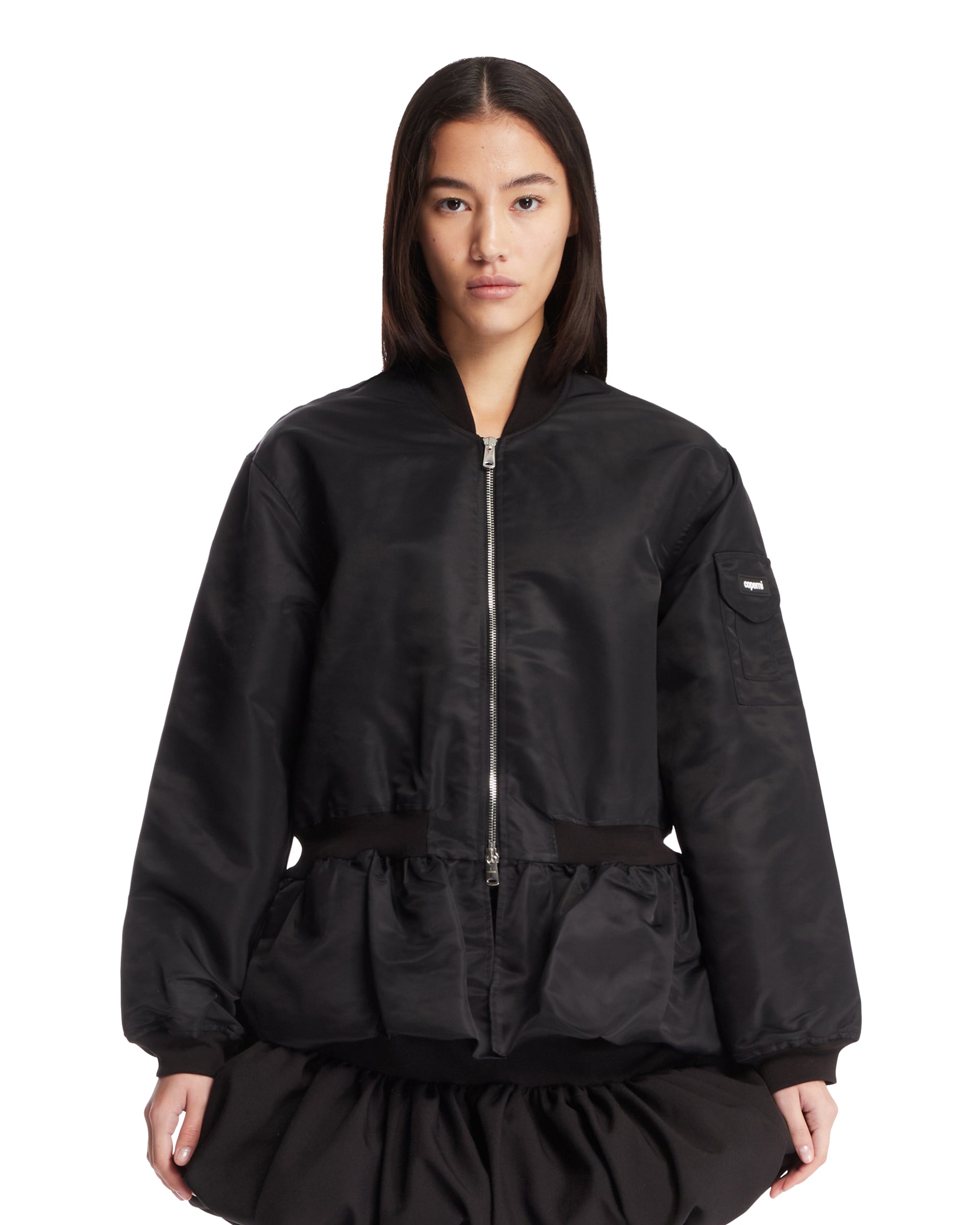블랙 Ruched 봄버