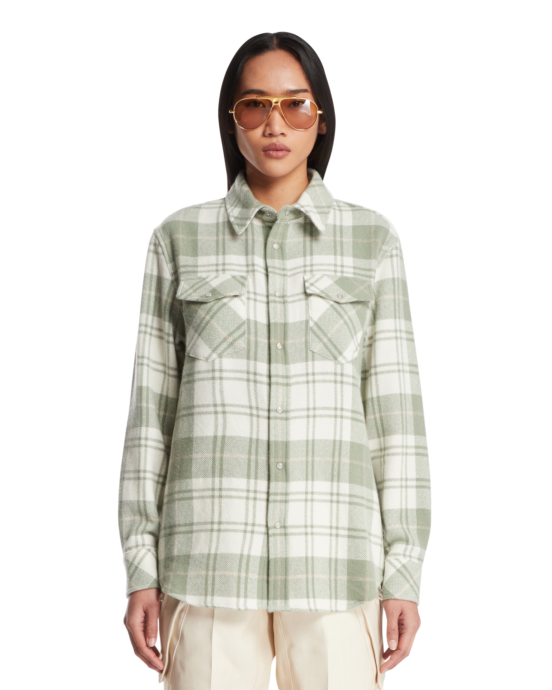 멀티컬러 Checkered 캐시미어 셔츠