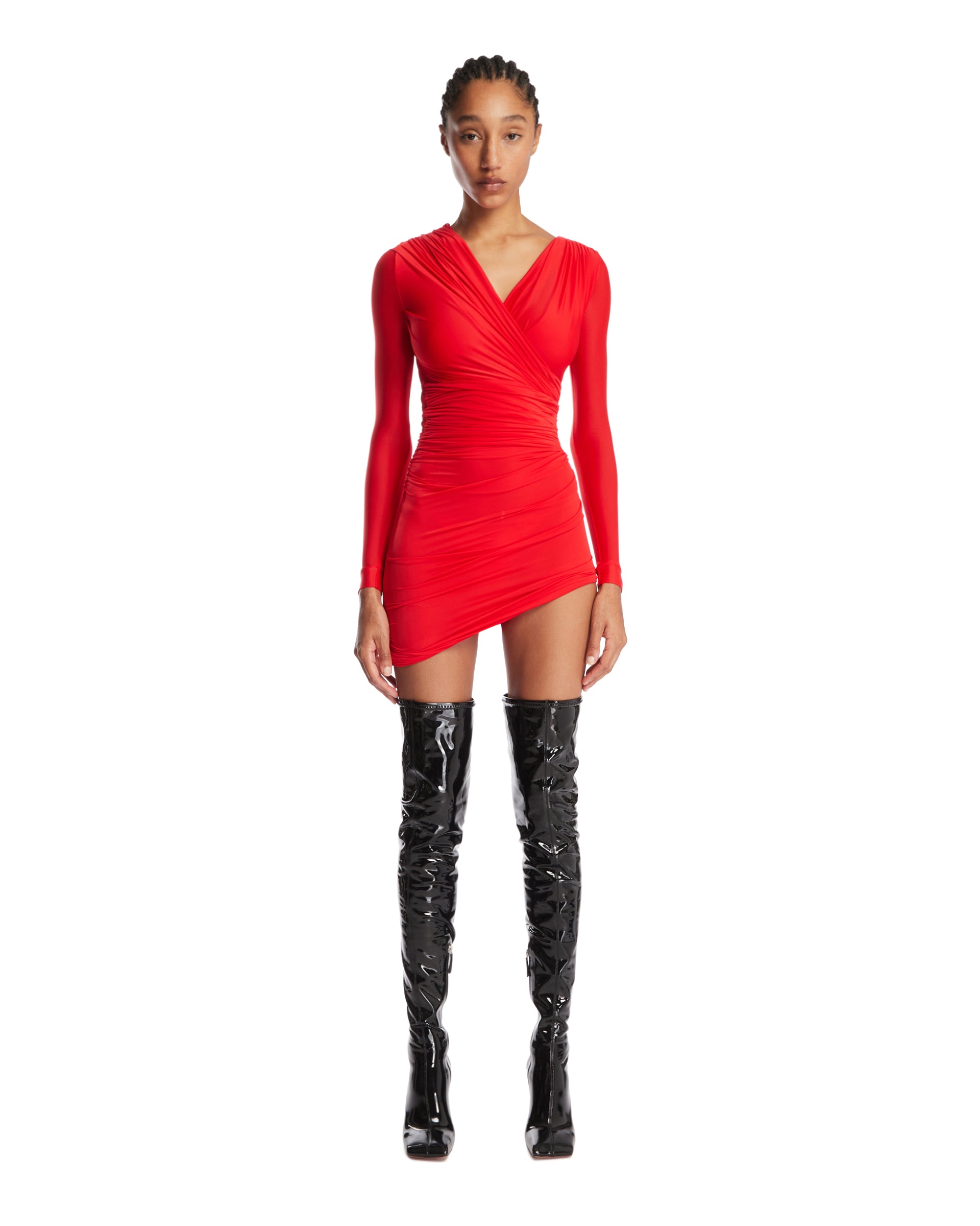 Red 드레이프 드레스