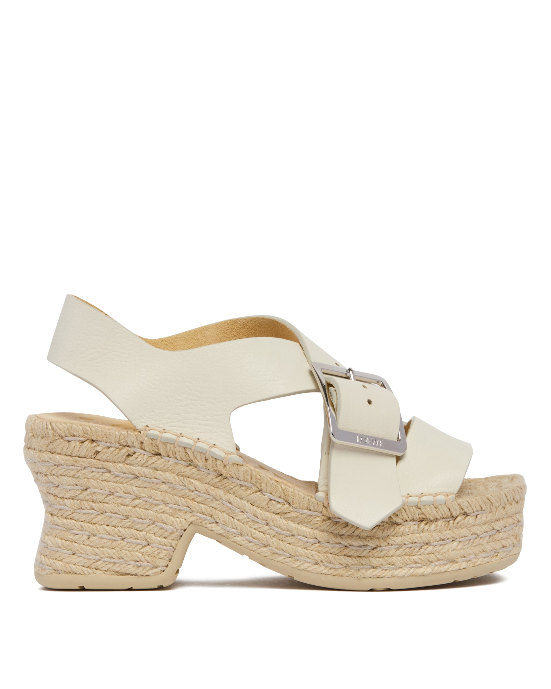 LOEWE Paulas Ibiza 화이트 레더 에스파듀 샌들