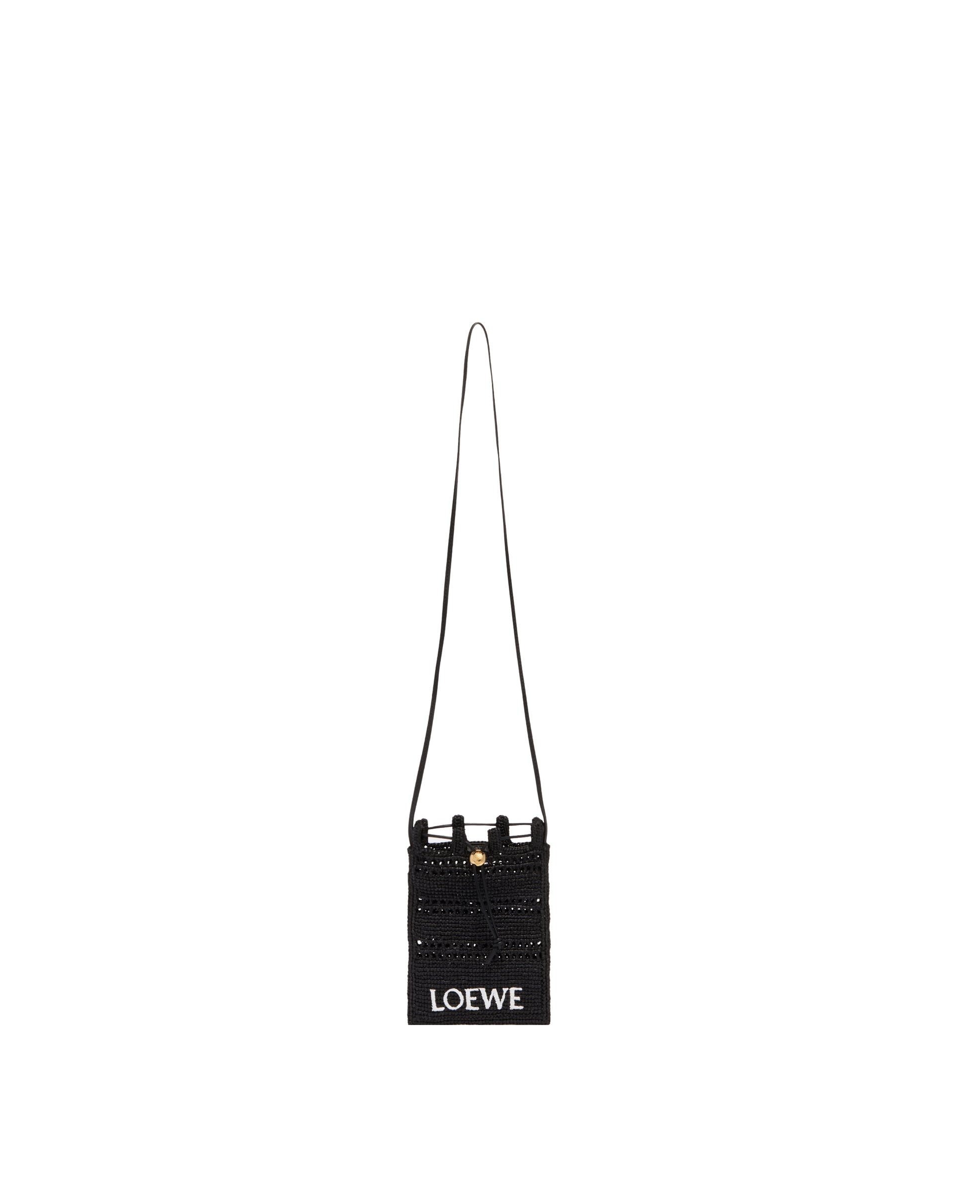 LOEWE Paulas Ibiza 블랙 라피아 드로스트링 파우치