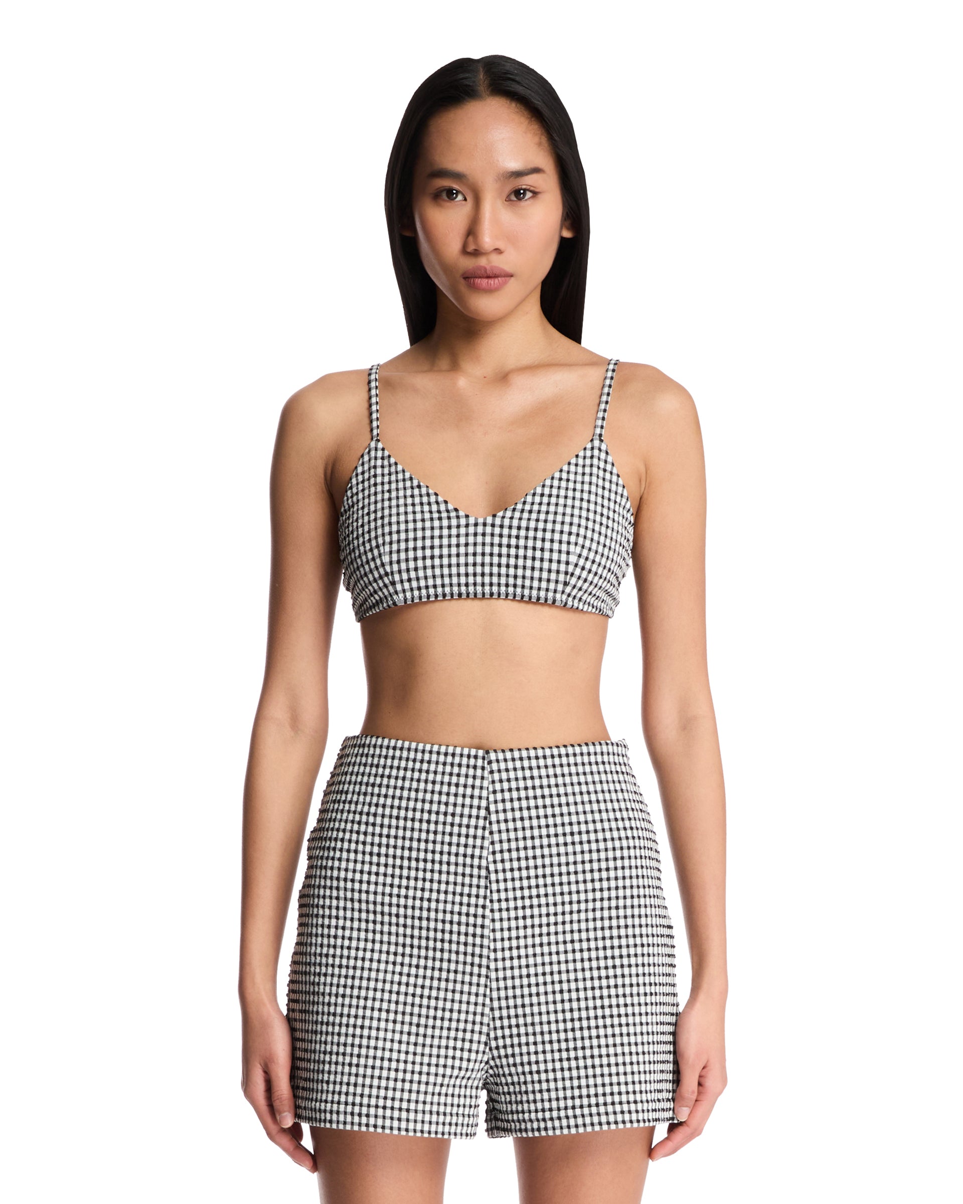 블랙 Gingham 브라렛
