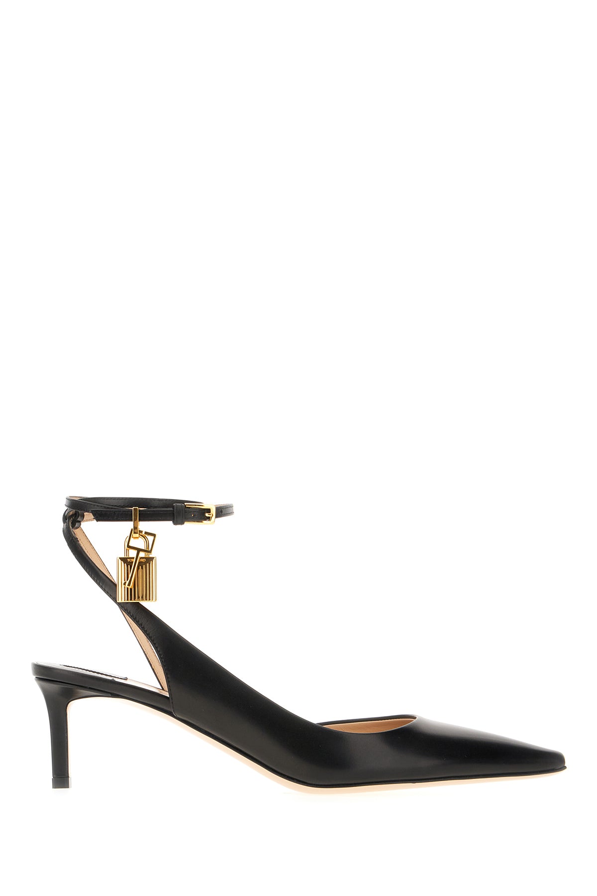 블랙 레더 Padlock heels