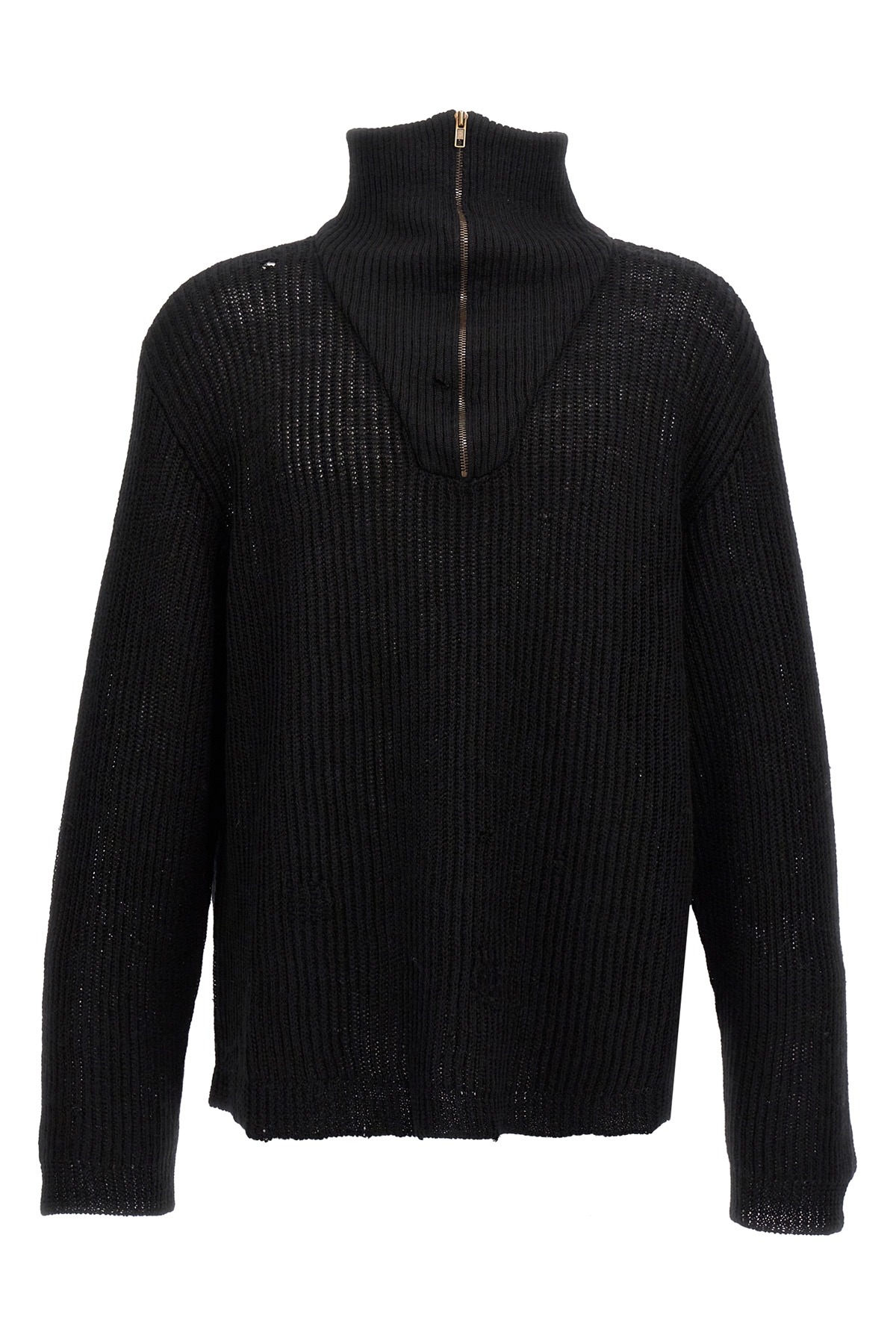 디스트레스드 half zip 스웨터