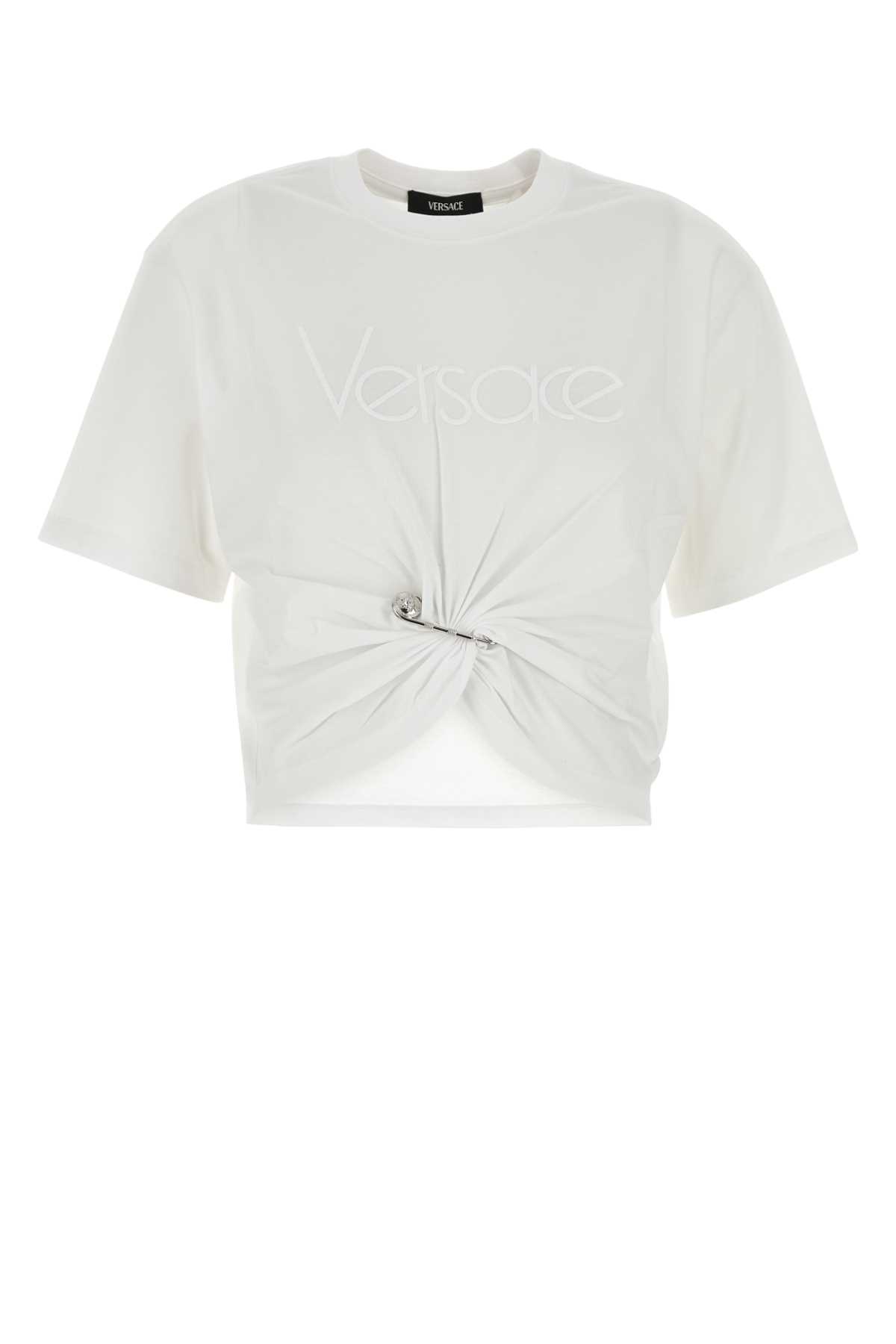 티셔츠 VERSACE 로고 자수 코튼 져지
