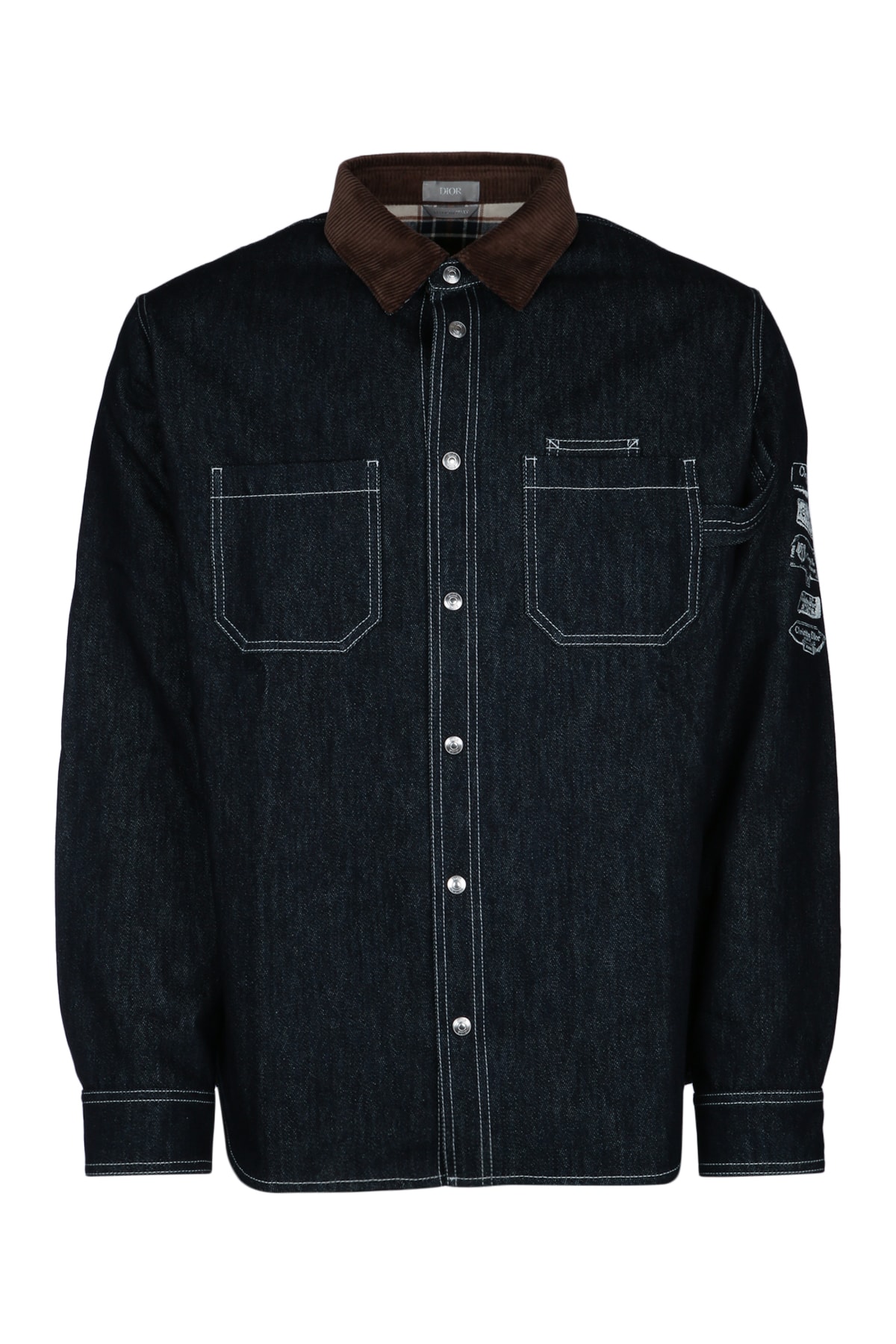 CAMICIA 데님 COLLO VELLUTO 멀티 LOGHI BRACCIO
