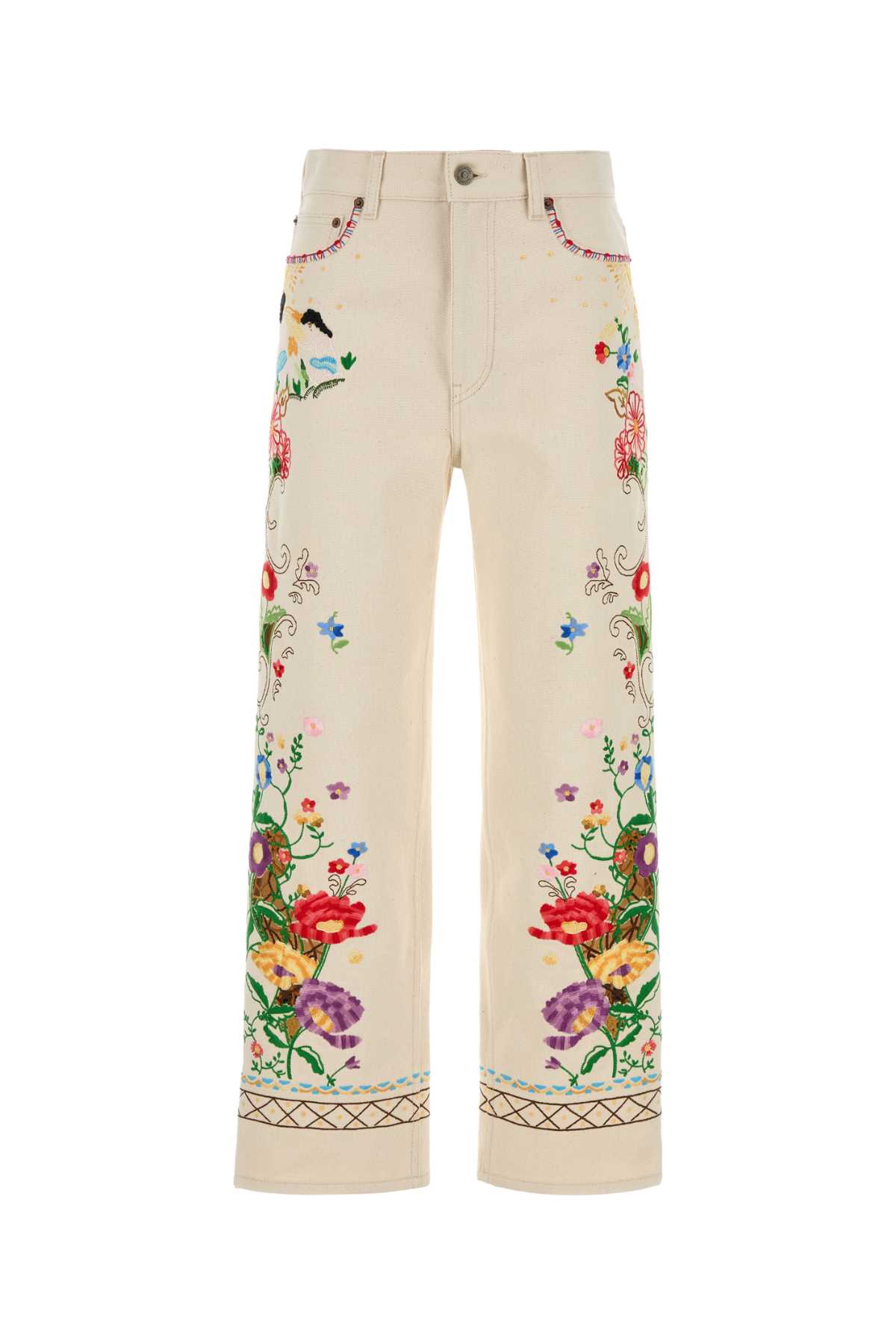 PANTALONE IN 데님 RICAMA