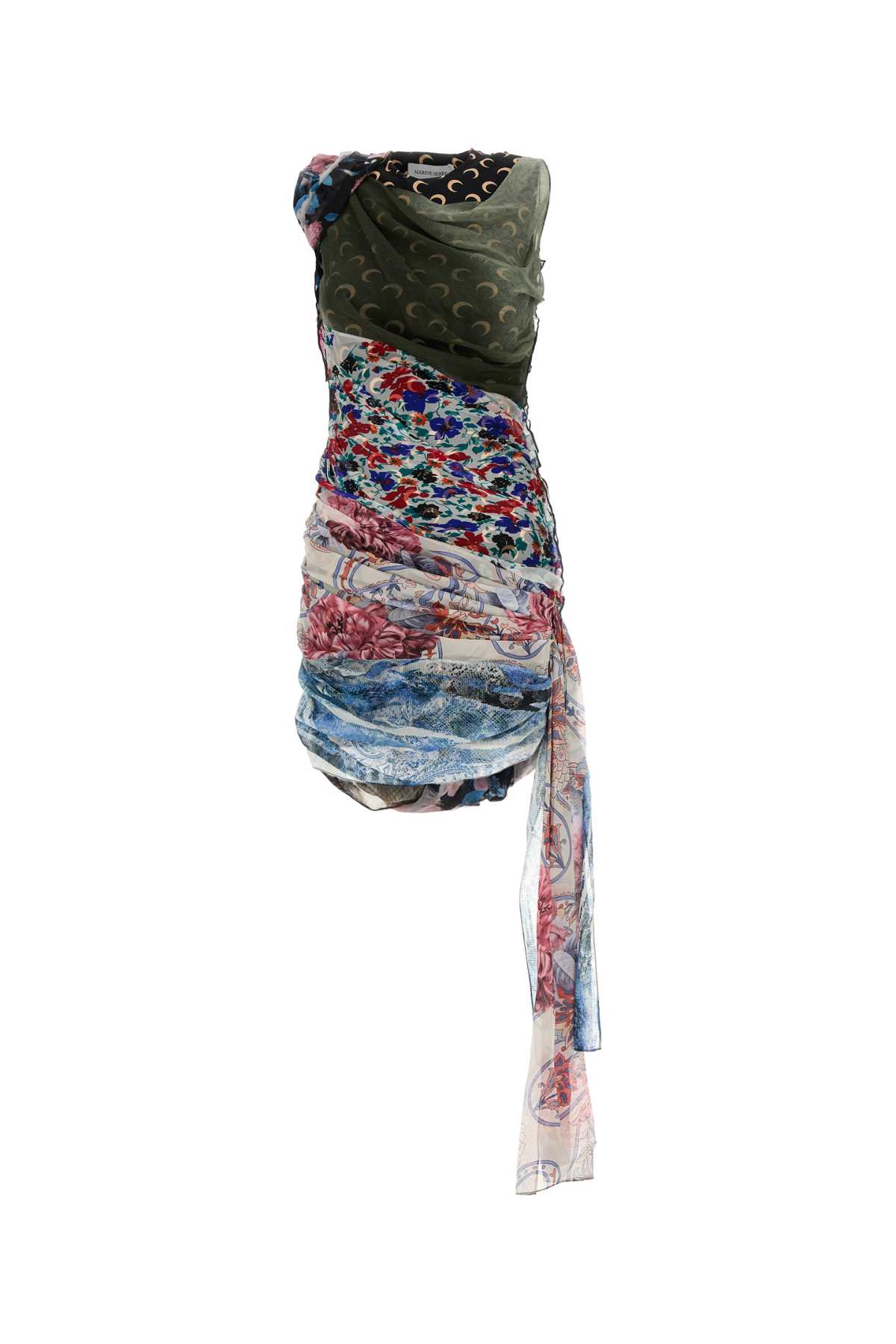 UPCYCLED 실크 SCARVES 드레이프 드레스