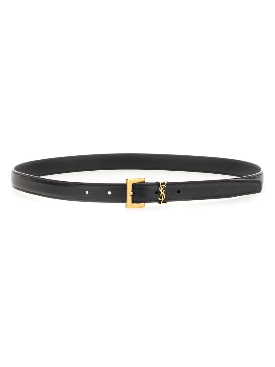CINTURA 카산드라 SOTTILE CON FIBBIA QUADRATA IN PELLE  
