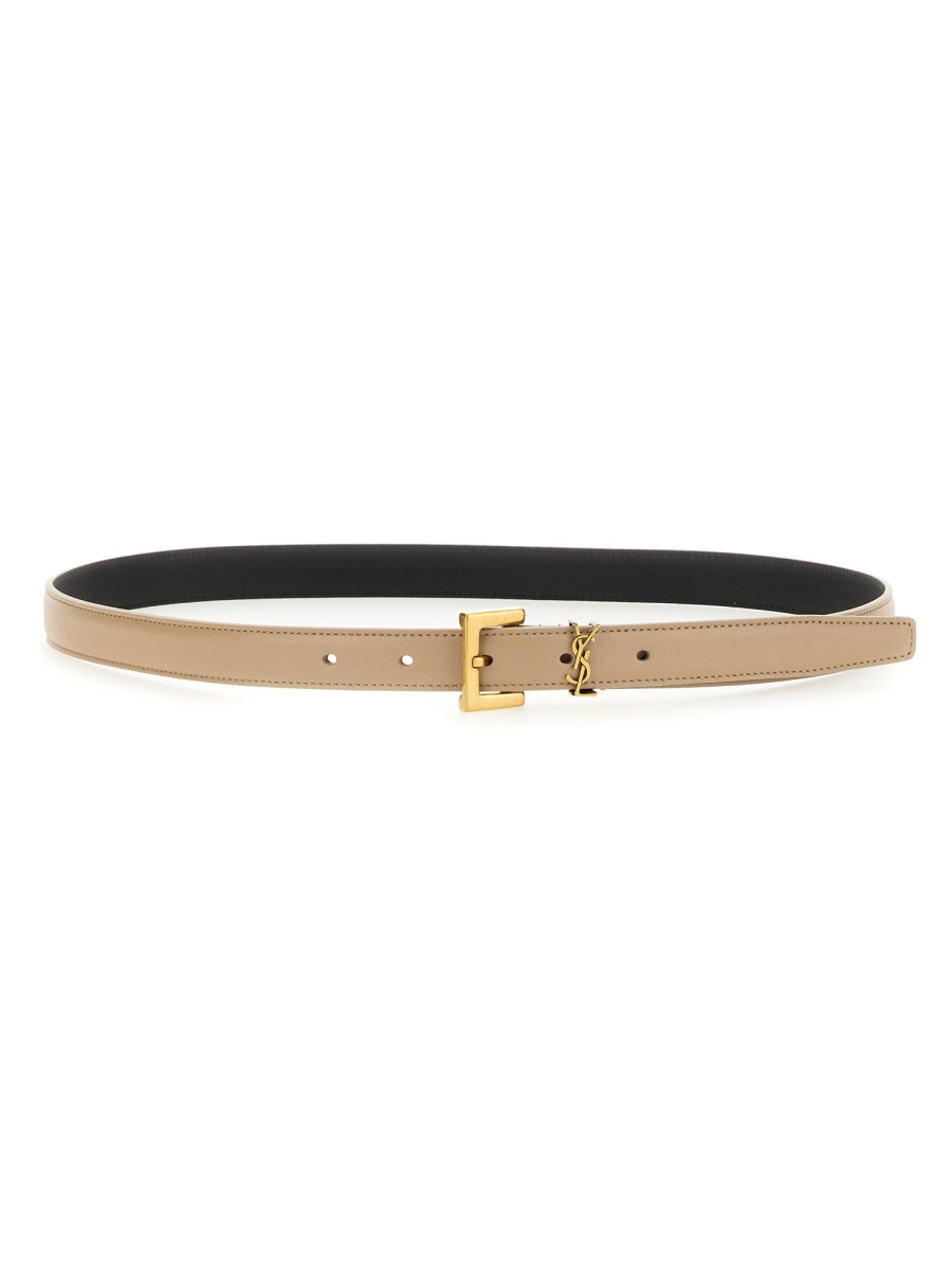 CINTURA 카산드라 SOTTILE CON FIBBIA QUADRATA IN PELLE 