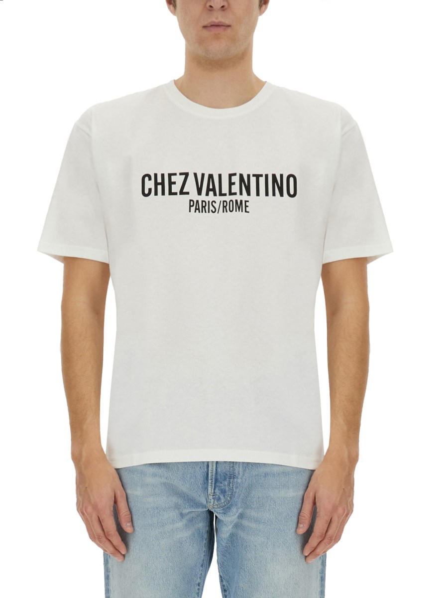 코튼 티셔츠 위드 CHEZ VALENTINO 프린트