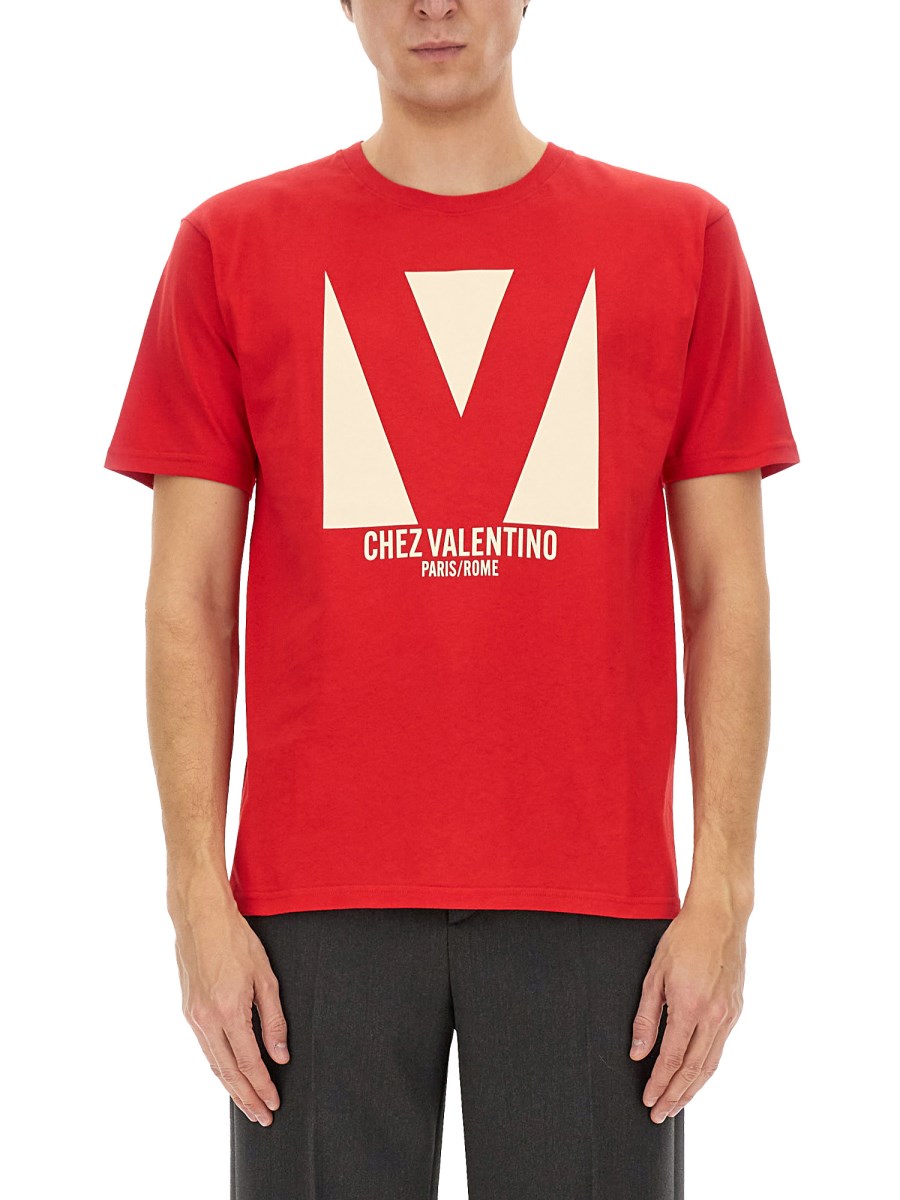 코튼 티셔츠 위드 CHEZ VALENTINO 프린트