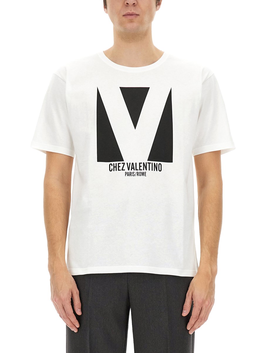 코튼 티셔츠 위드 CHEZ VALENTINO 프린트