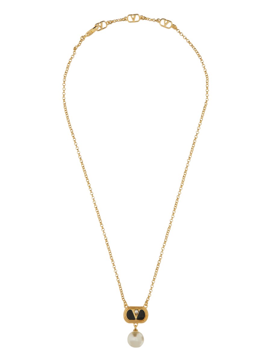 메탈 OVALETTE 네크리스 위드 ENAMEL 크리스탈 AND SWAROVSKI® 진주