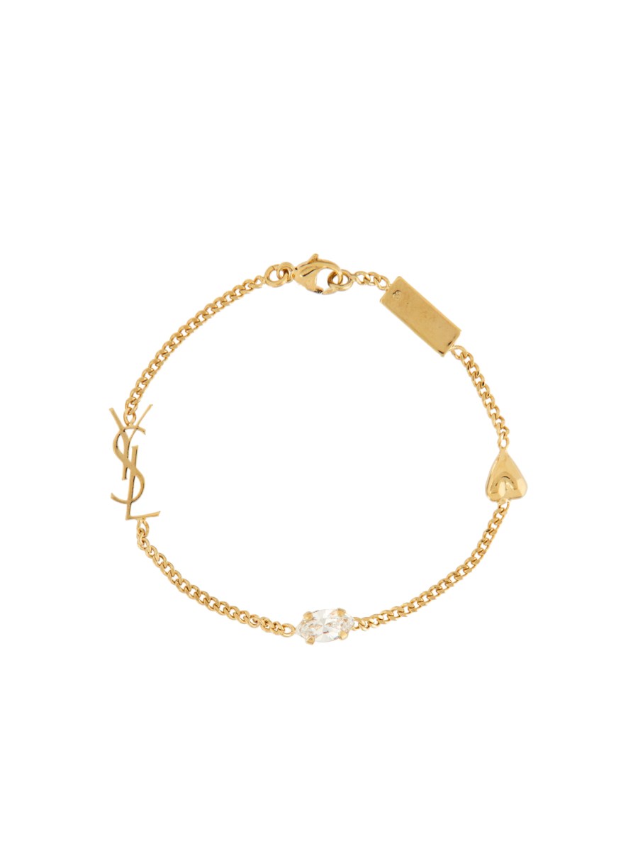 BRACCIALE CON 참 A CUORE 카산드라 IN METALLO E STRASS