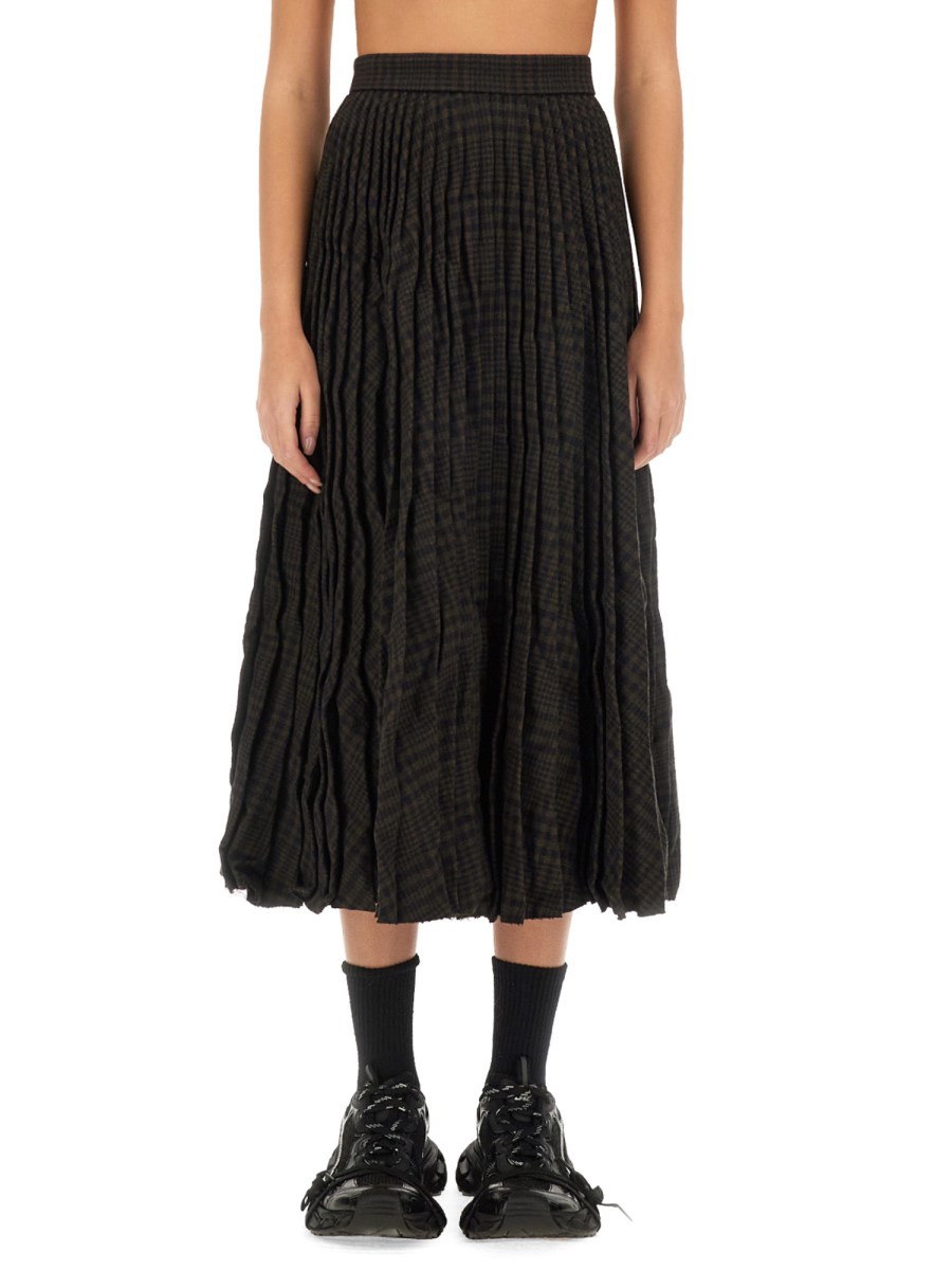 플리츠 울 RUCHED 이펙트 스커트