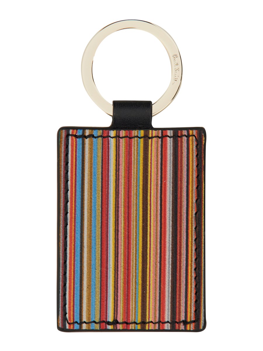 로고 스트라이프 레더 KEYCHAIN