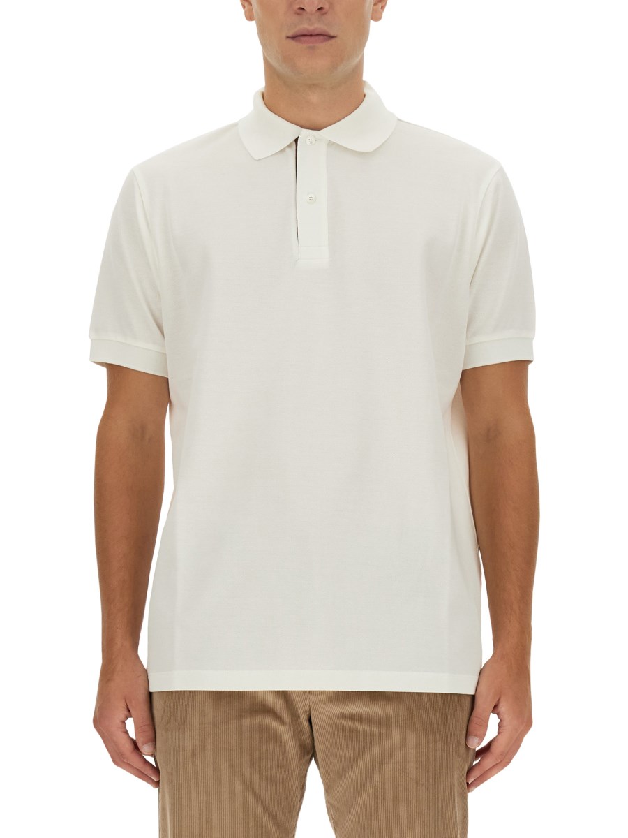 코튼 폴로 셔츠 위드 스트라이프 PLACKET