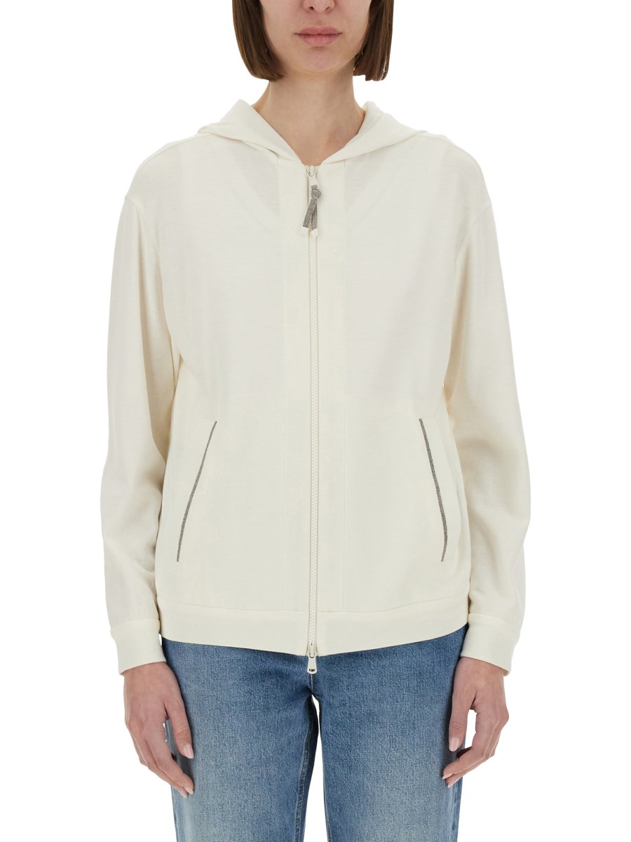 COTTONSILK 인터락 후드 PRECIOUS 지퍼 풀 TOPWEAR