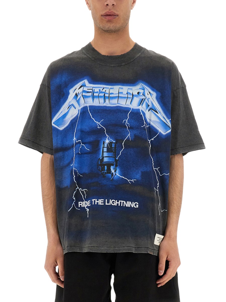 코튼 티셔츠 위드 METALLICA RIDE 더 LIGHTNING 프린트