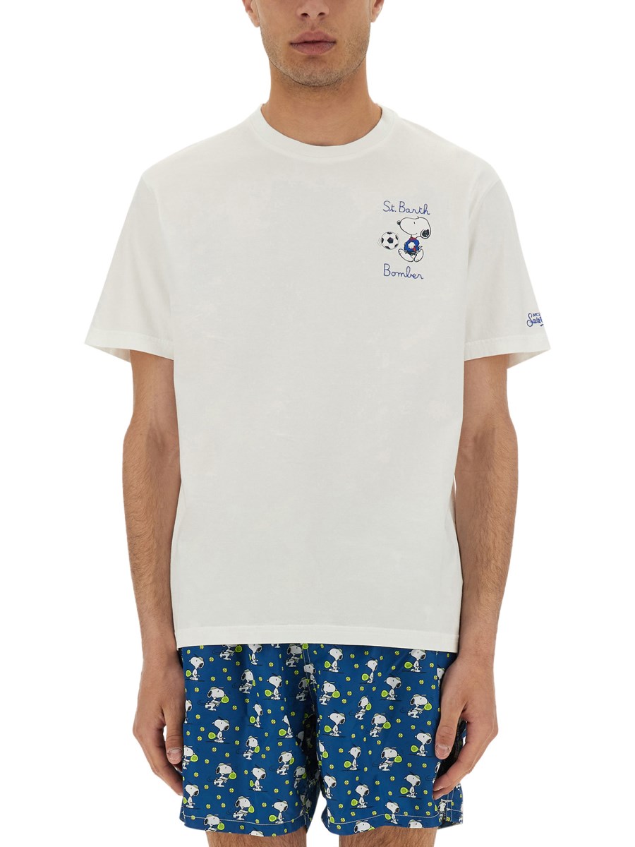 티셔츠 위드 SNOOPY 프린트 AND 봄버 자수
