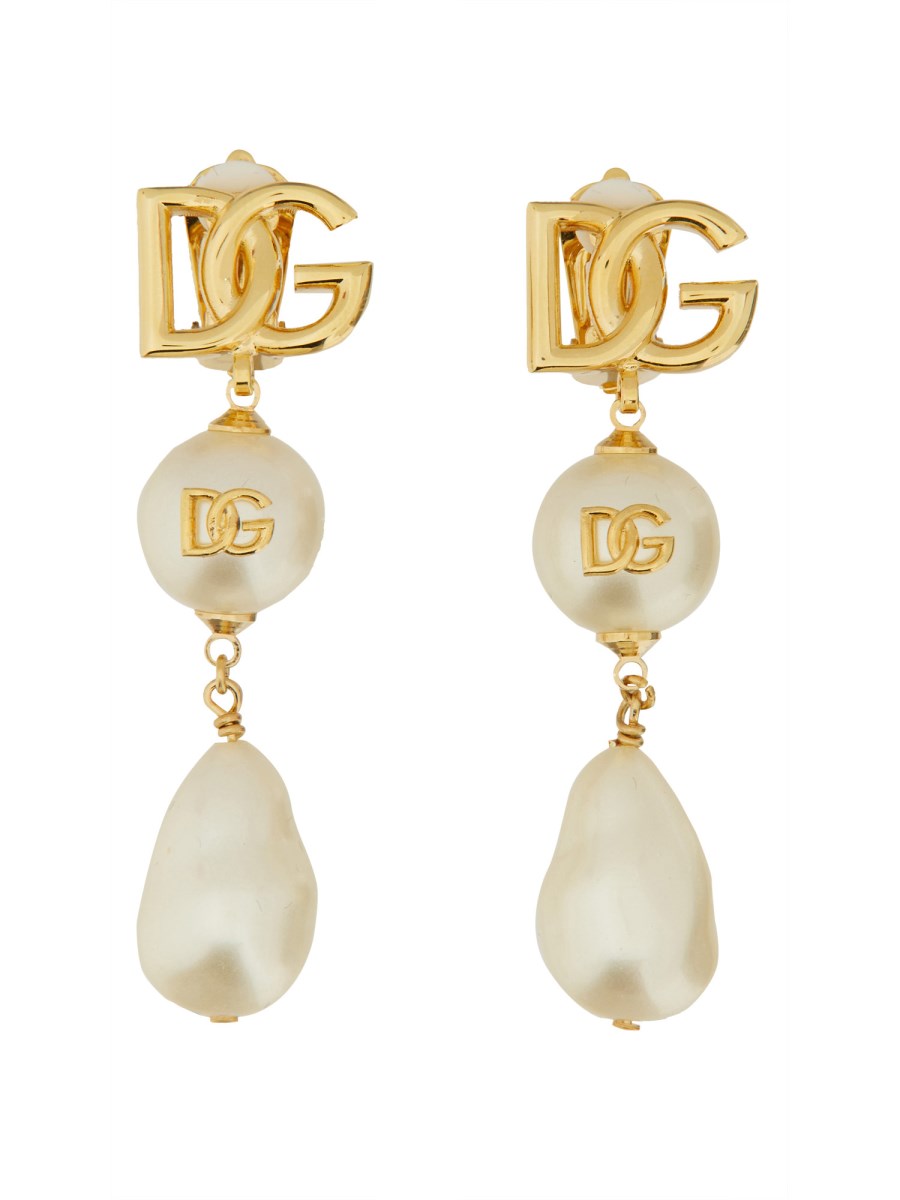DANGLING 이어링 위드 CABOCHON 드롭 AND DG 로고